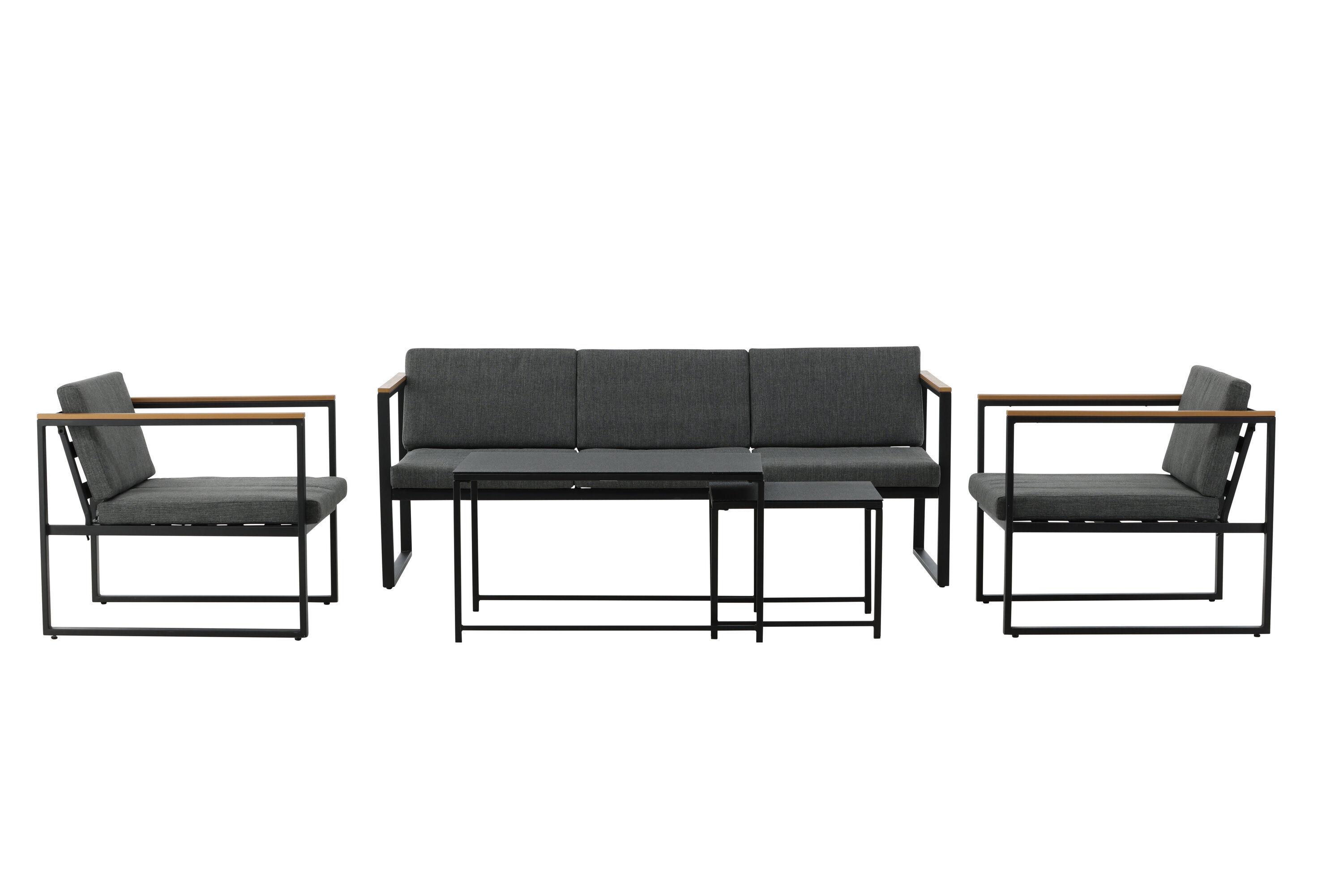 Dakar Sofagarnitur Stahl Textil Grau Schwarz