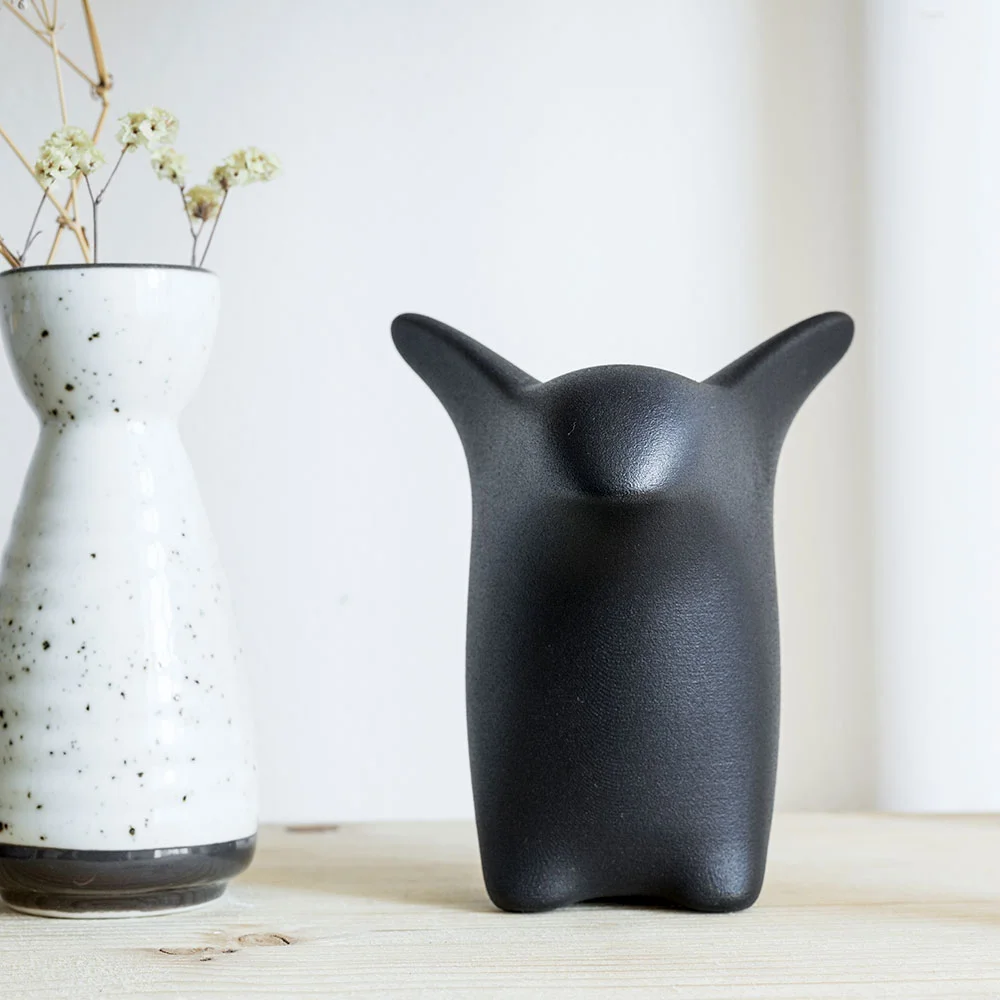 Curious Penguin Dekofigur 3D Druck Schwarz 
