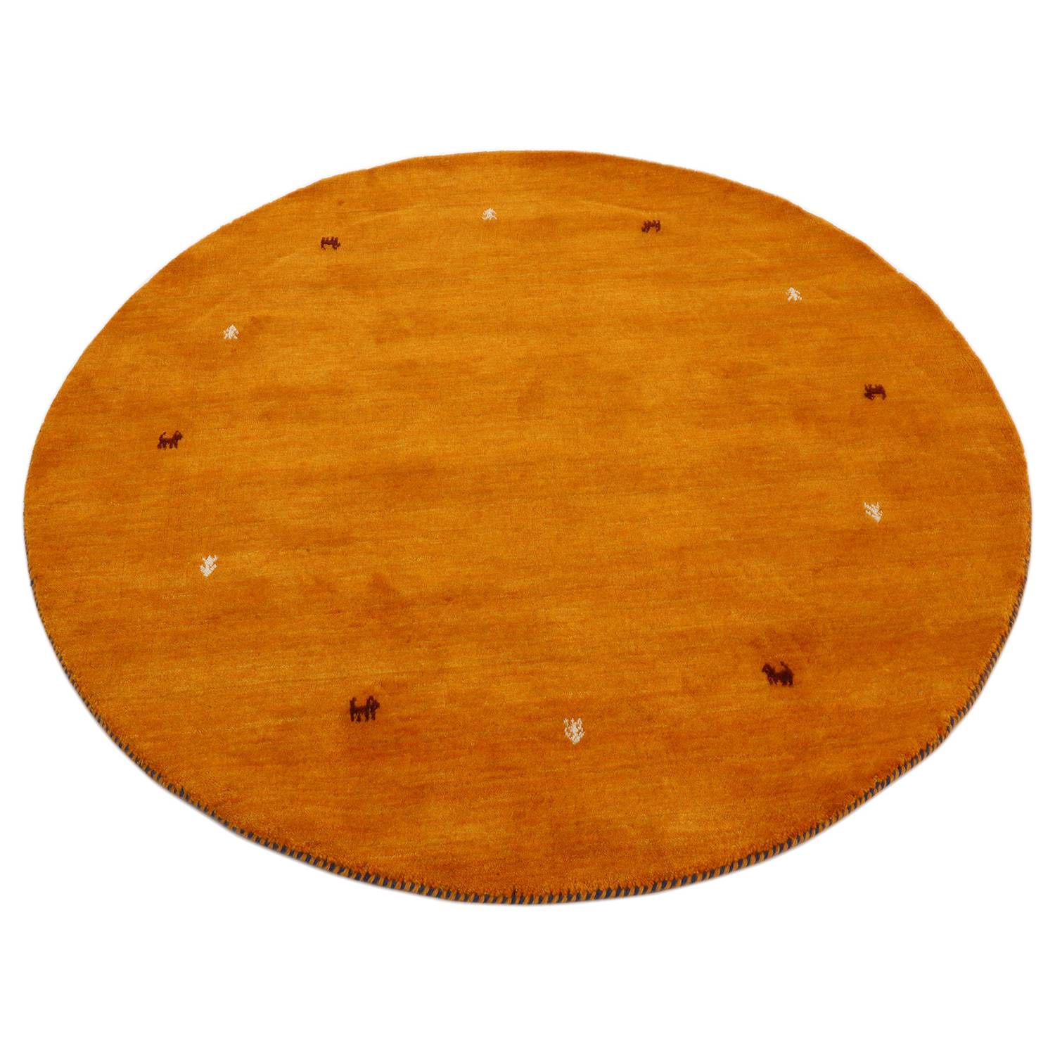 Wollteppich Gabbeh Uni Rund Wolle Orange 150 x 150 cm