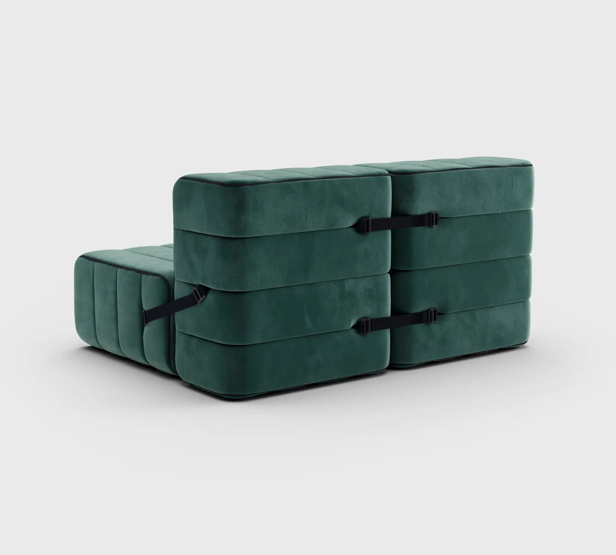  2-Sitzer Modulares Sofasystem Curt 4er-Set Grün