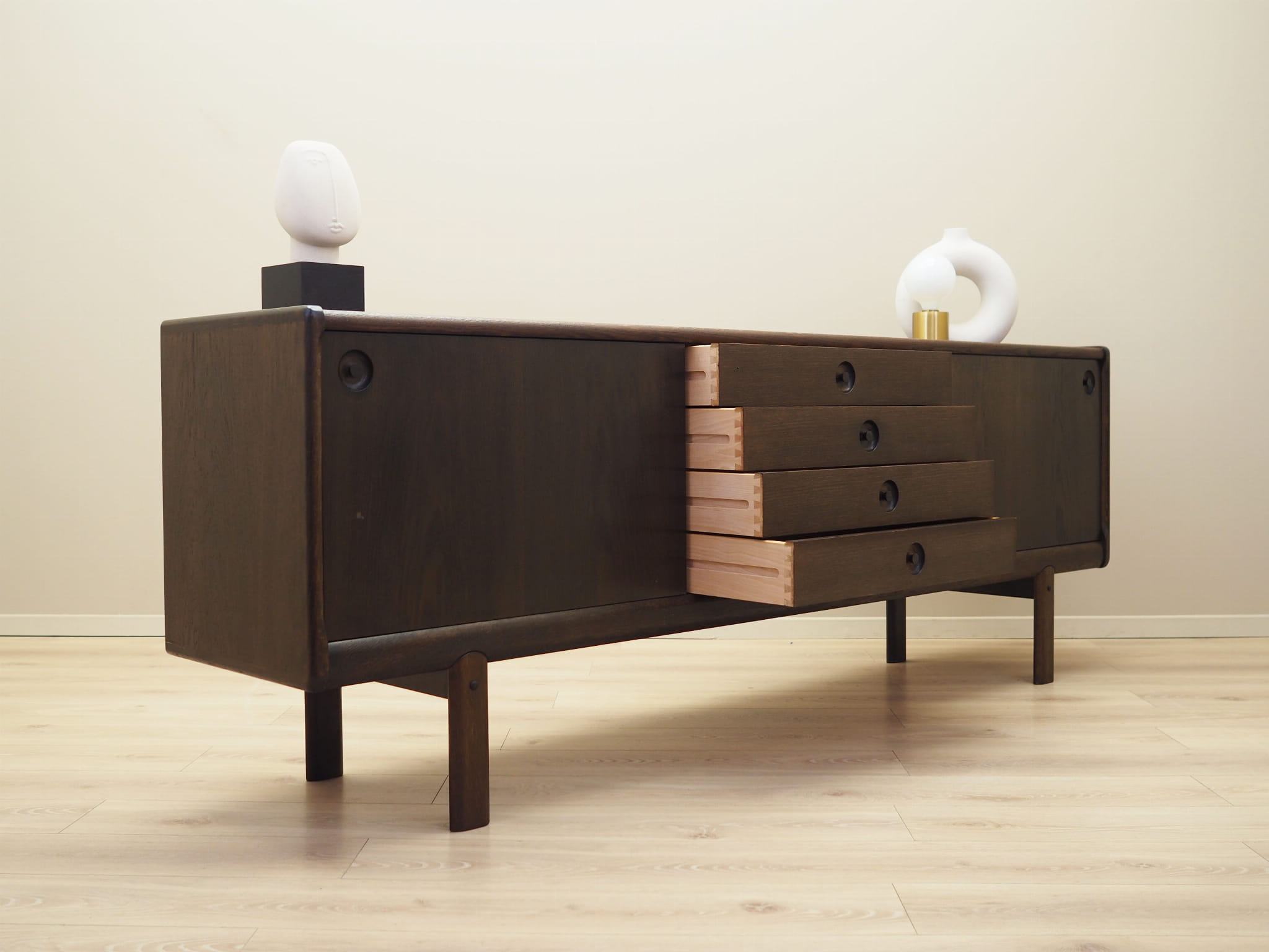 Vintage Sideboard Eichenholz Braun 1970er Jahre