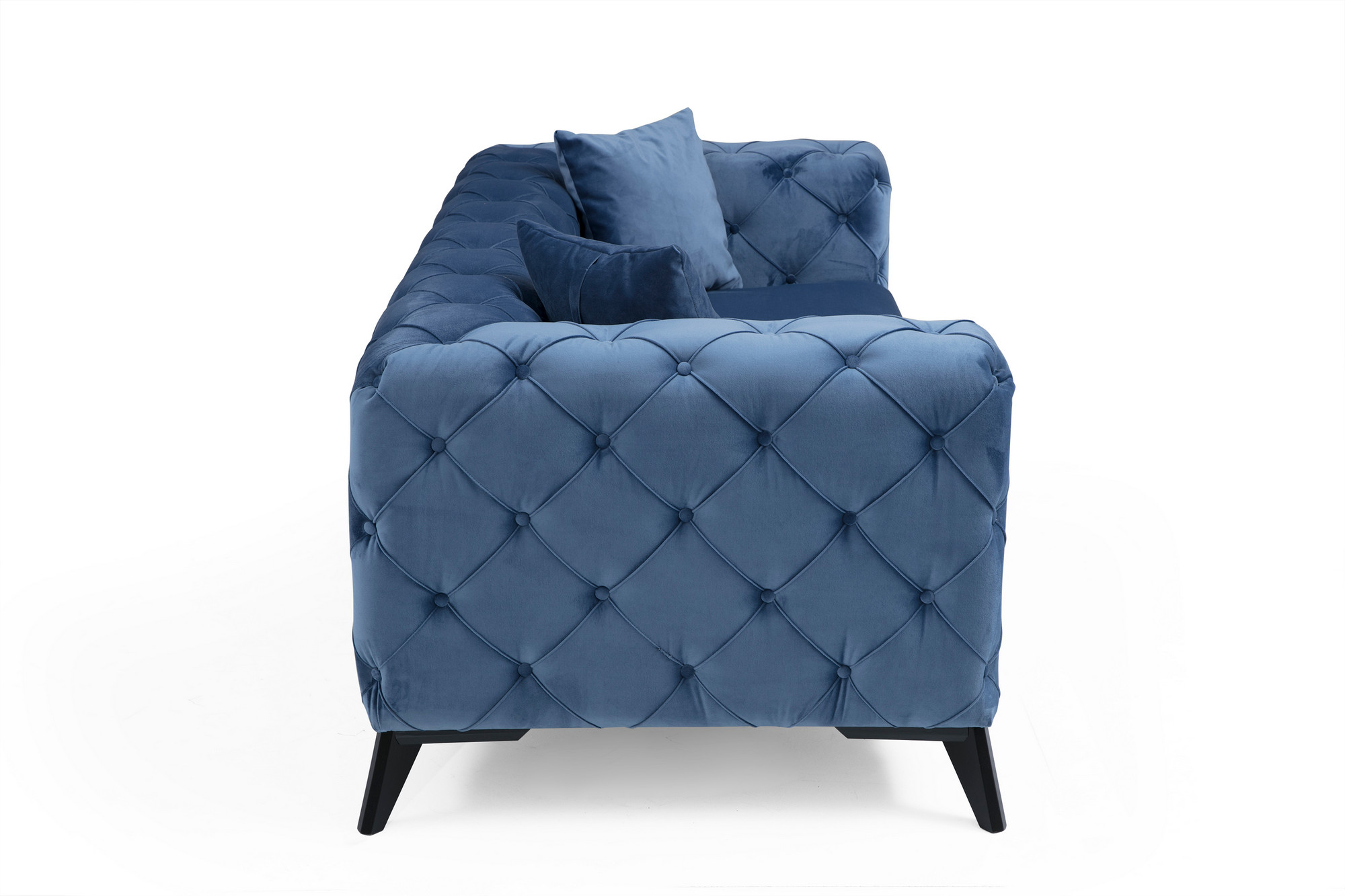 Como Sofa 2-Sitzer Blau mit schwarzen Beinen