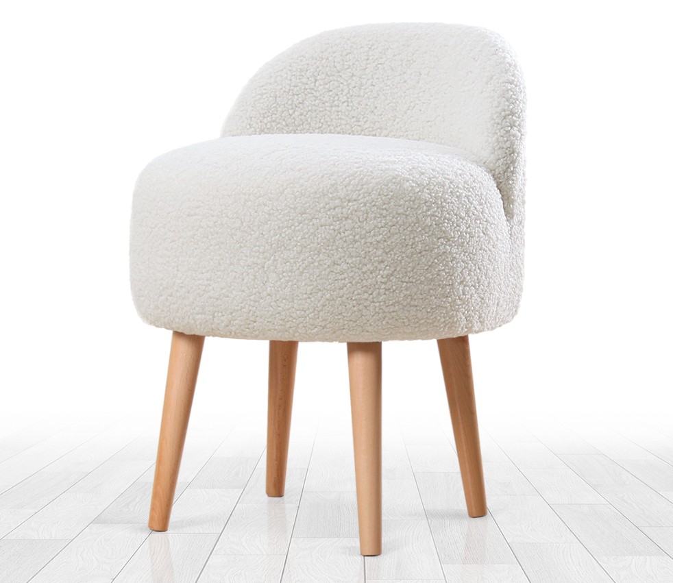 Rufmee Pouf impiallacciatura di legno bianco