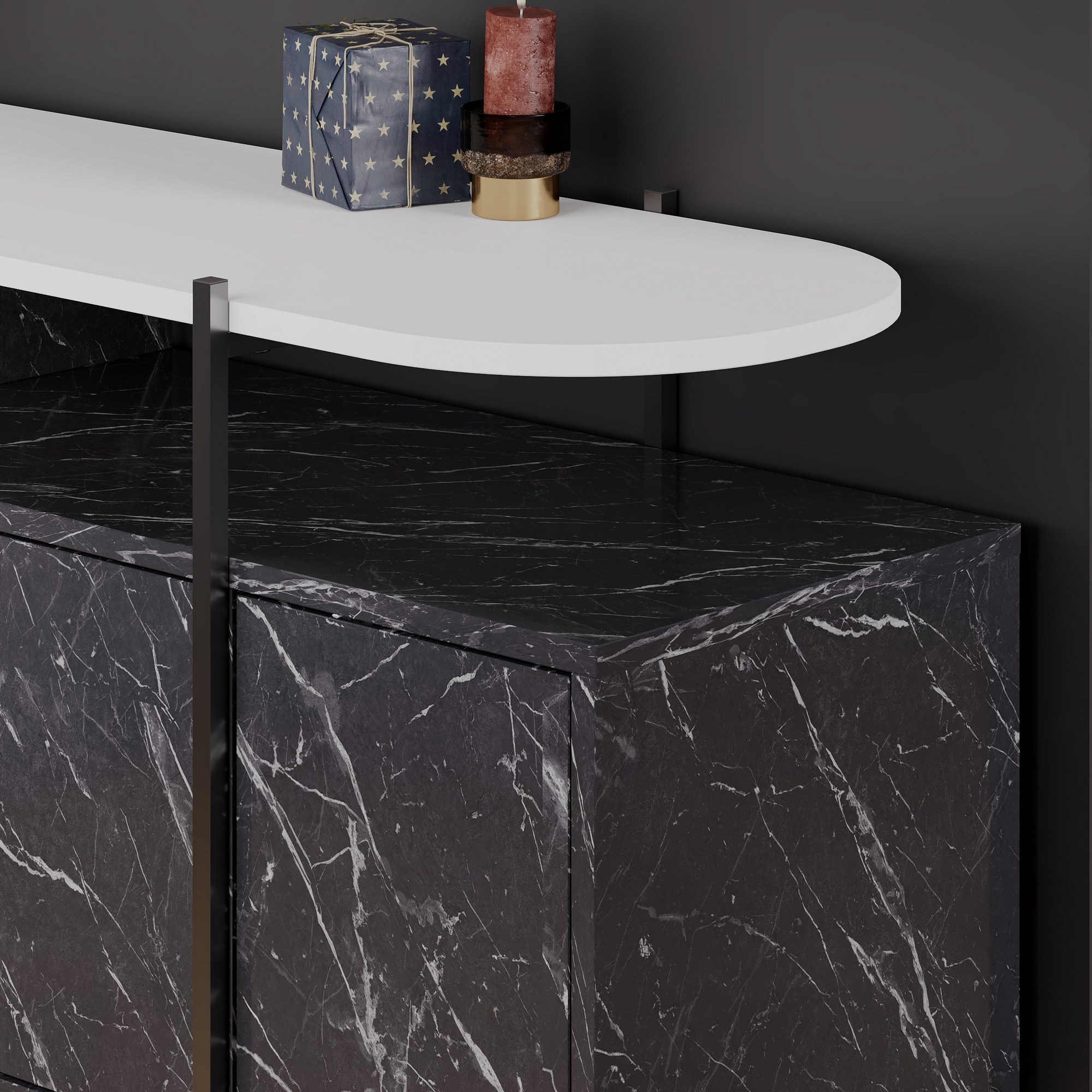 Hanley Konsole Holzfurnier Weiß Bendir