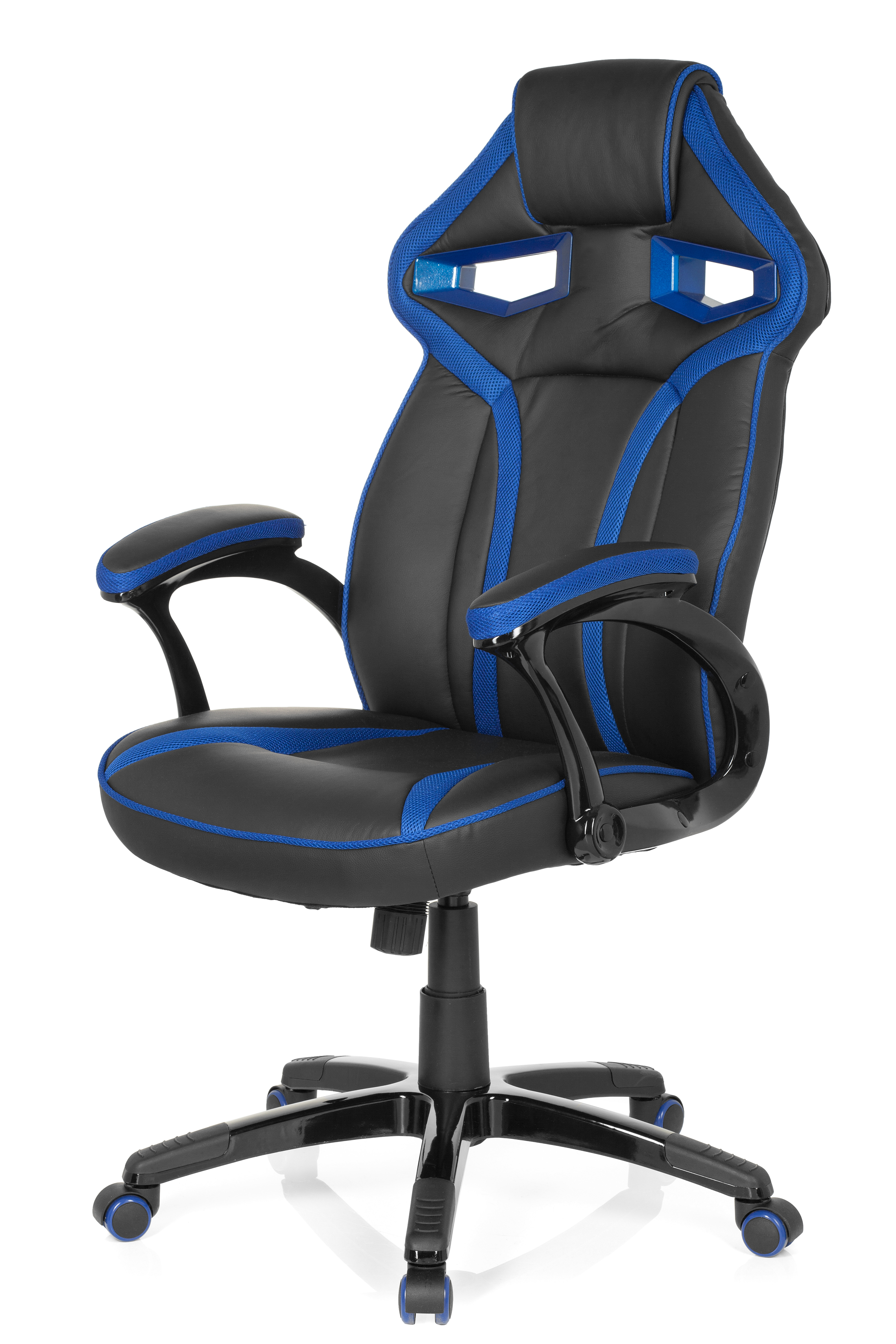 Gaming Bürostuhl Kunstleder Schwarz Blau