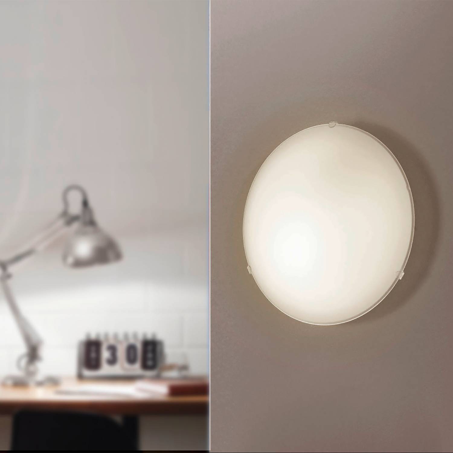 Ceiling light Mars III Glass Steel 1-bulb White