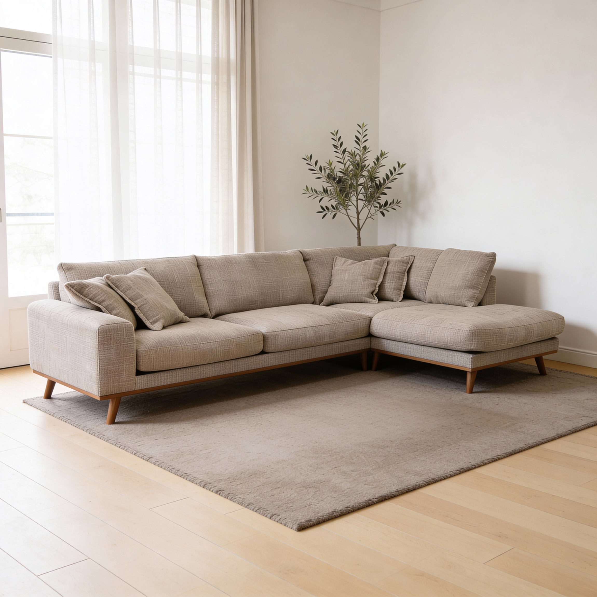  Ecksofa Harper 3-Sitzer Rechts Hellbraun