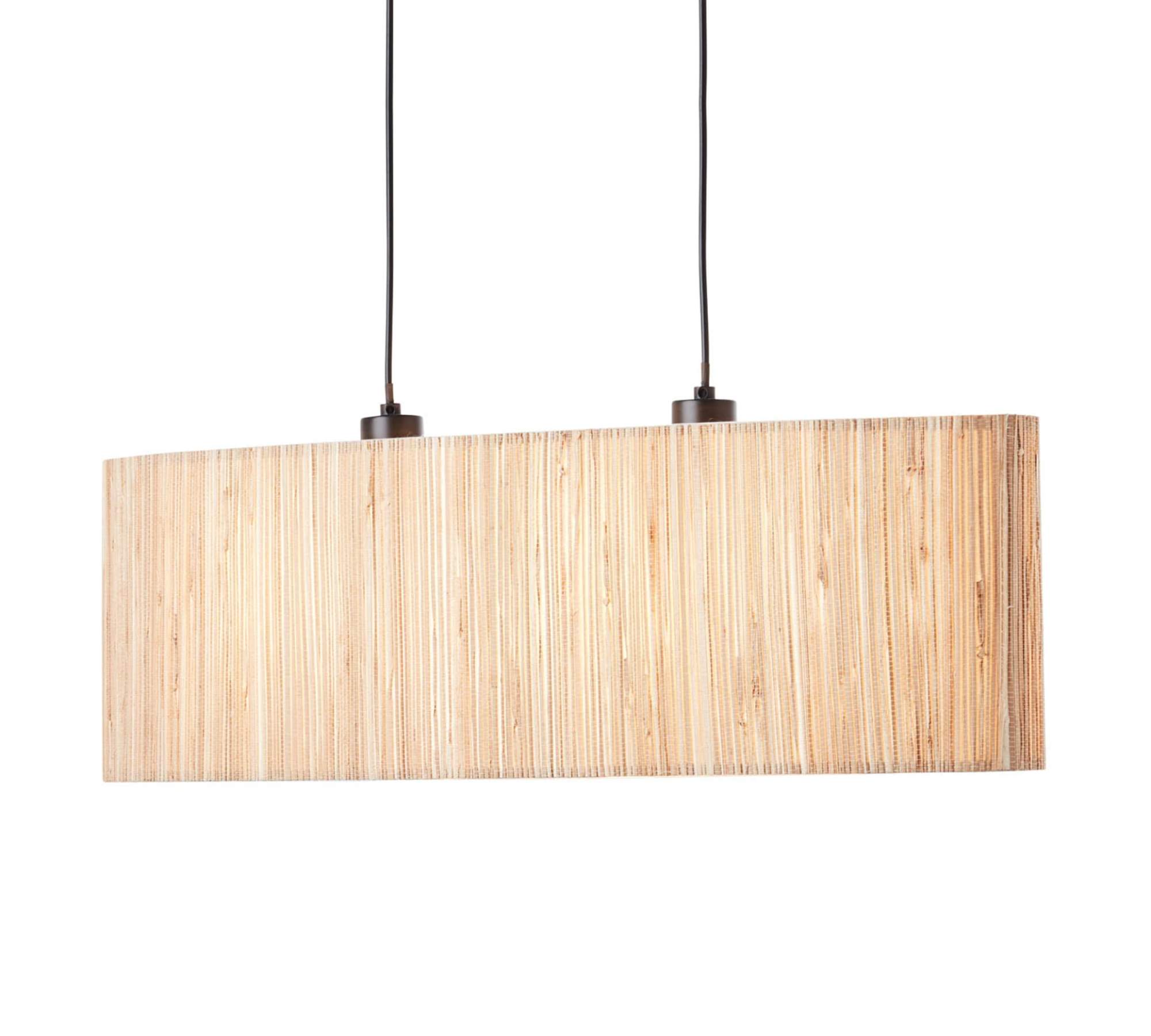 2-flame pendant light natural fiber steel light brown