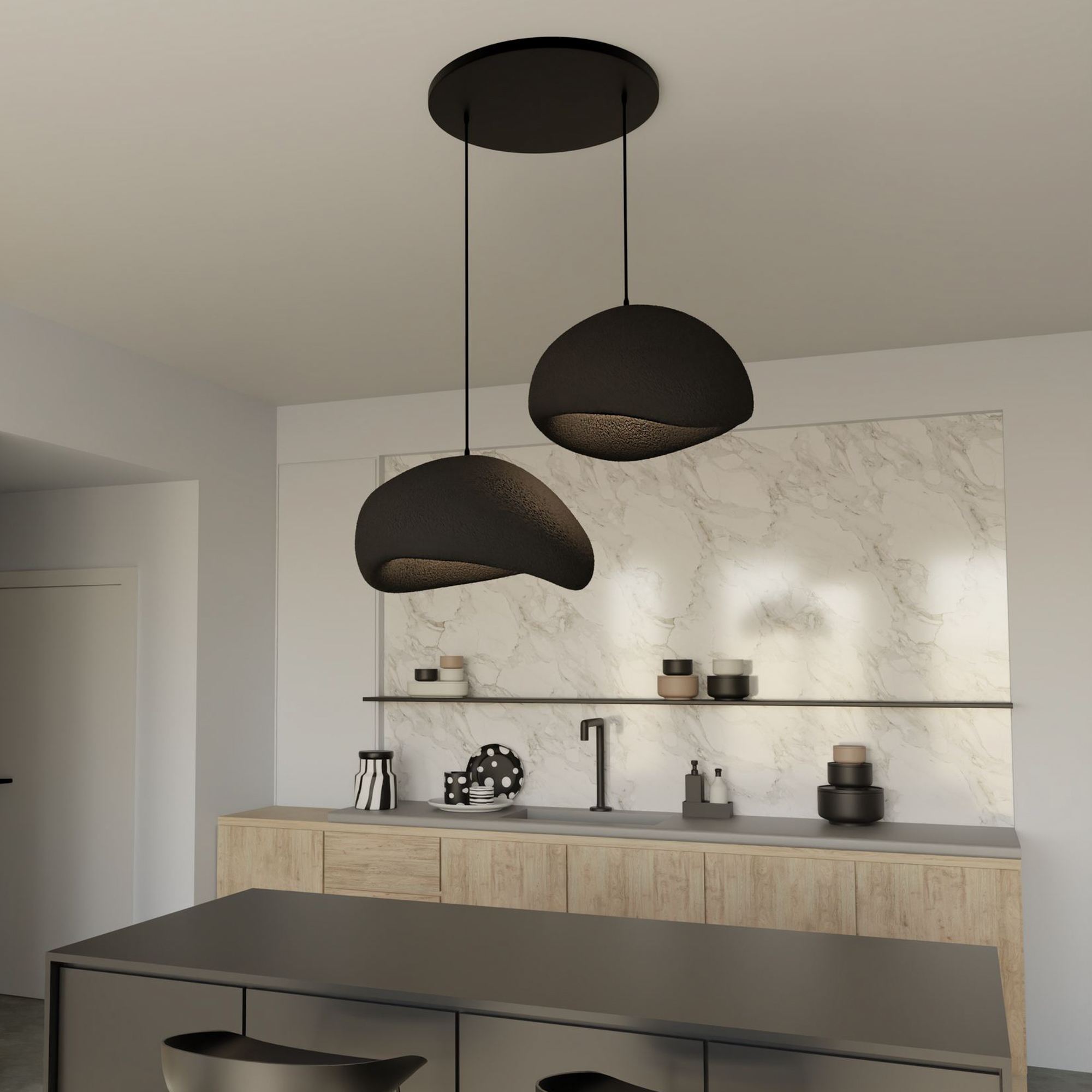 2-Flammig Wabi Sabi Grainbeams Pendelleuchte Schwarz