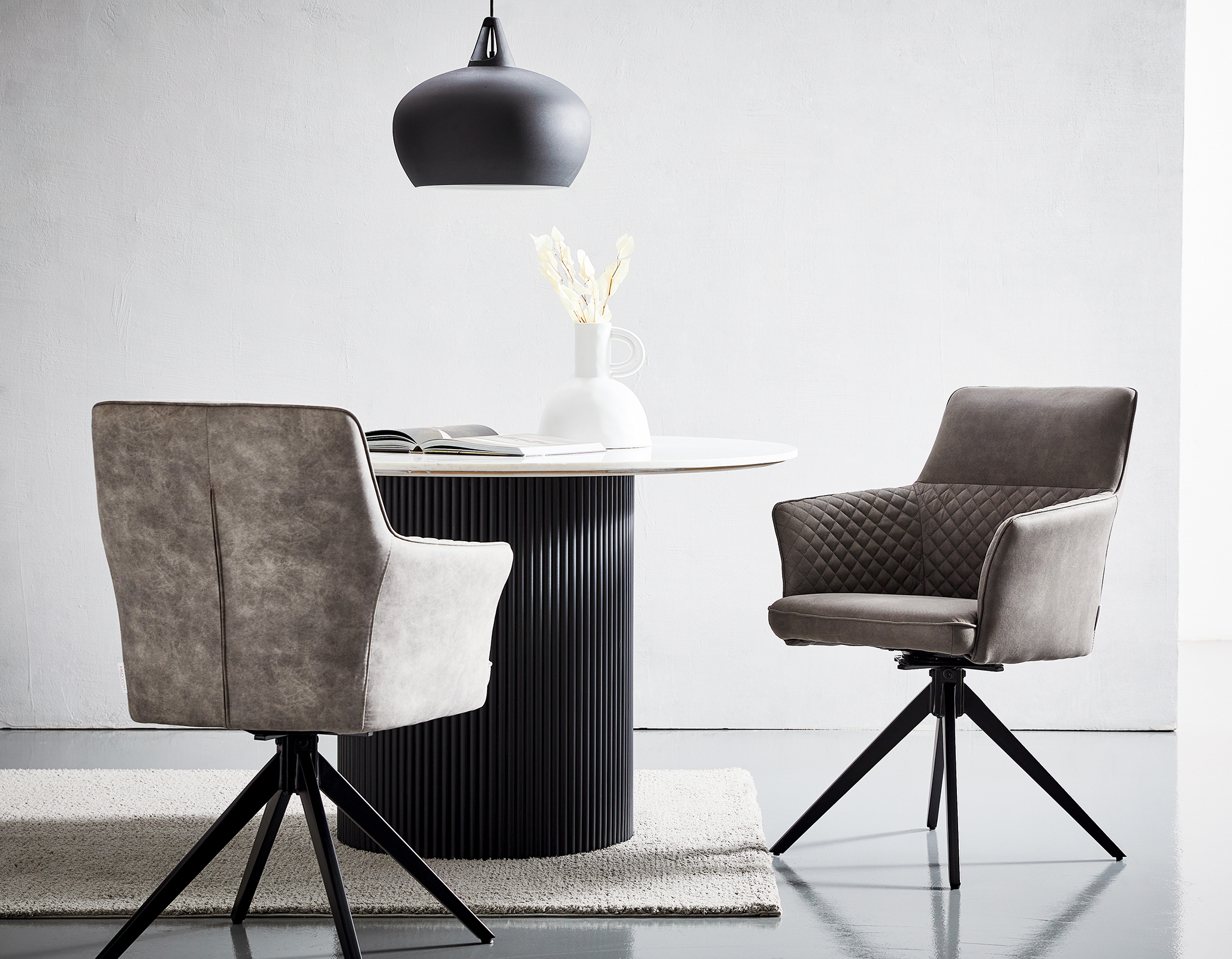 Armchair YEVOY Set of 2 Microfiber Iron Dark Grey