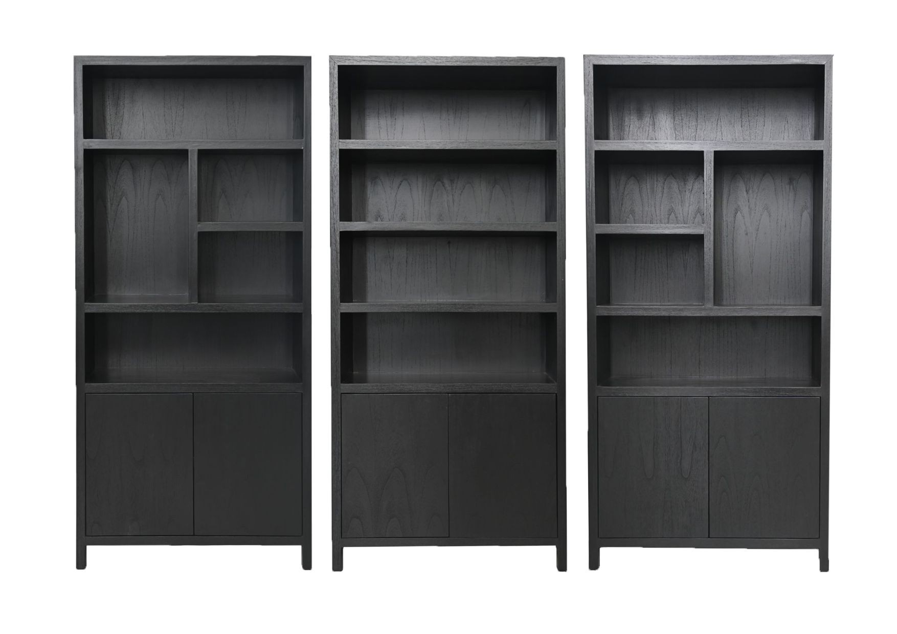 Sideboard Teakholzfurnier Schwarz