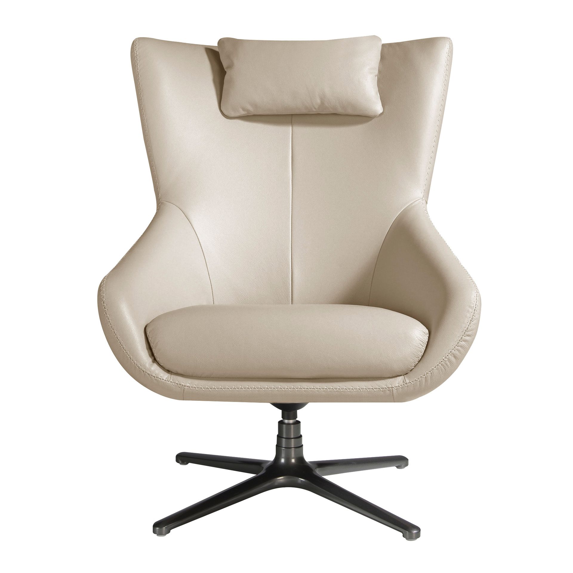 Grey taupe leather swivel armchair 5090