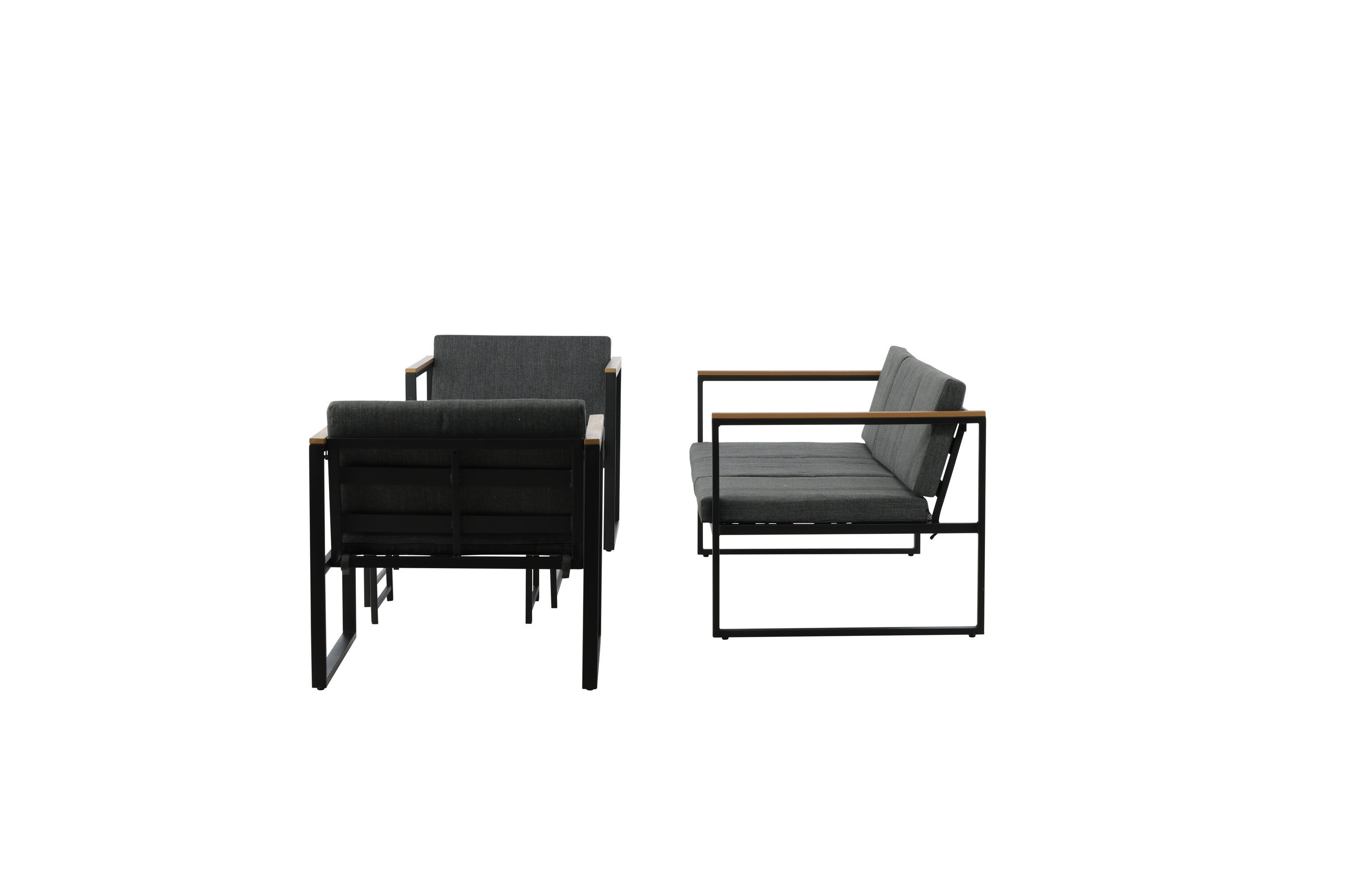 Dakar Sofa Set Steel Textile Grey Black