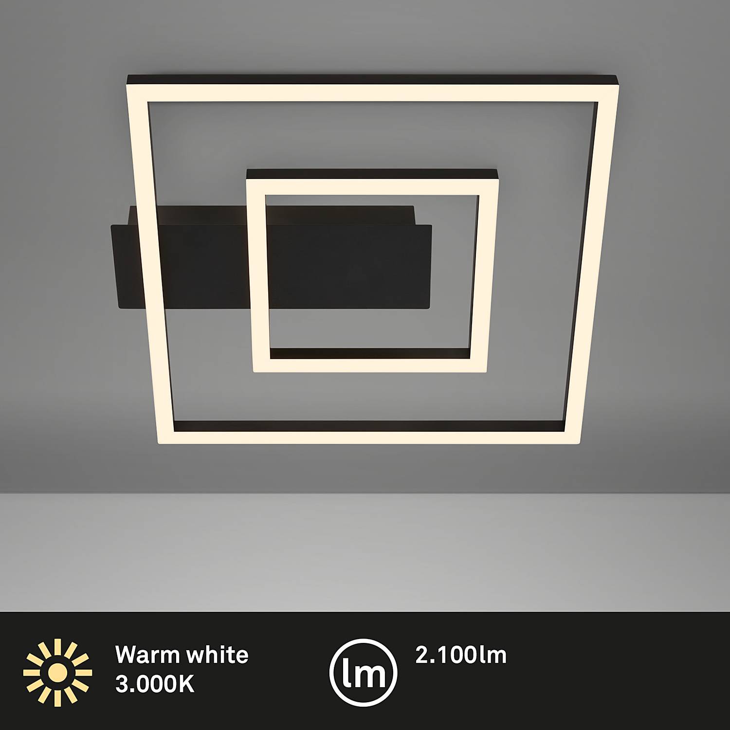 2-burner LED ceiling light Figa Aluminum Black