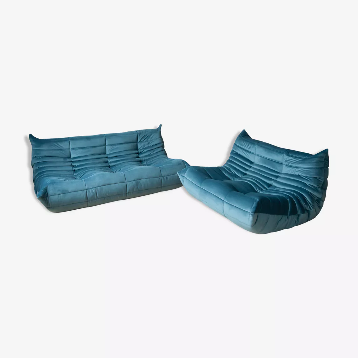 Togo Lounge Set 2-tlg. Samt Meerblau