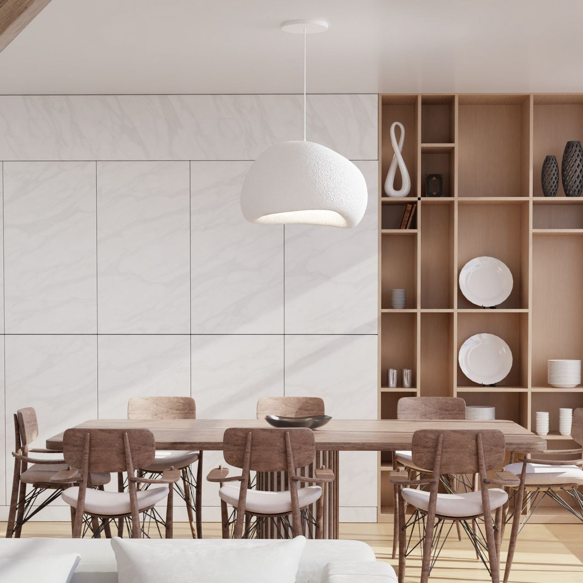 1-Flammig Wabi Sabi Kurai Pendelleuchte Weiß