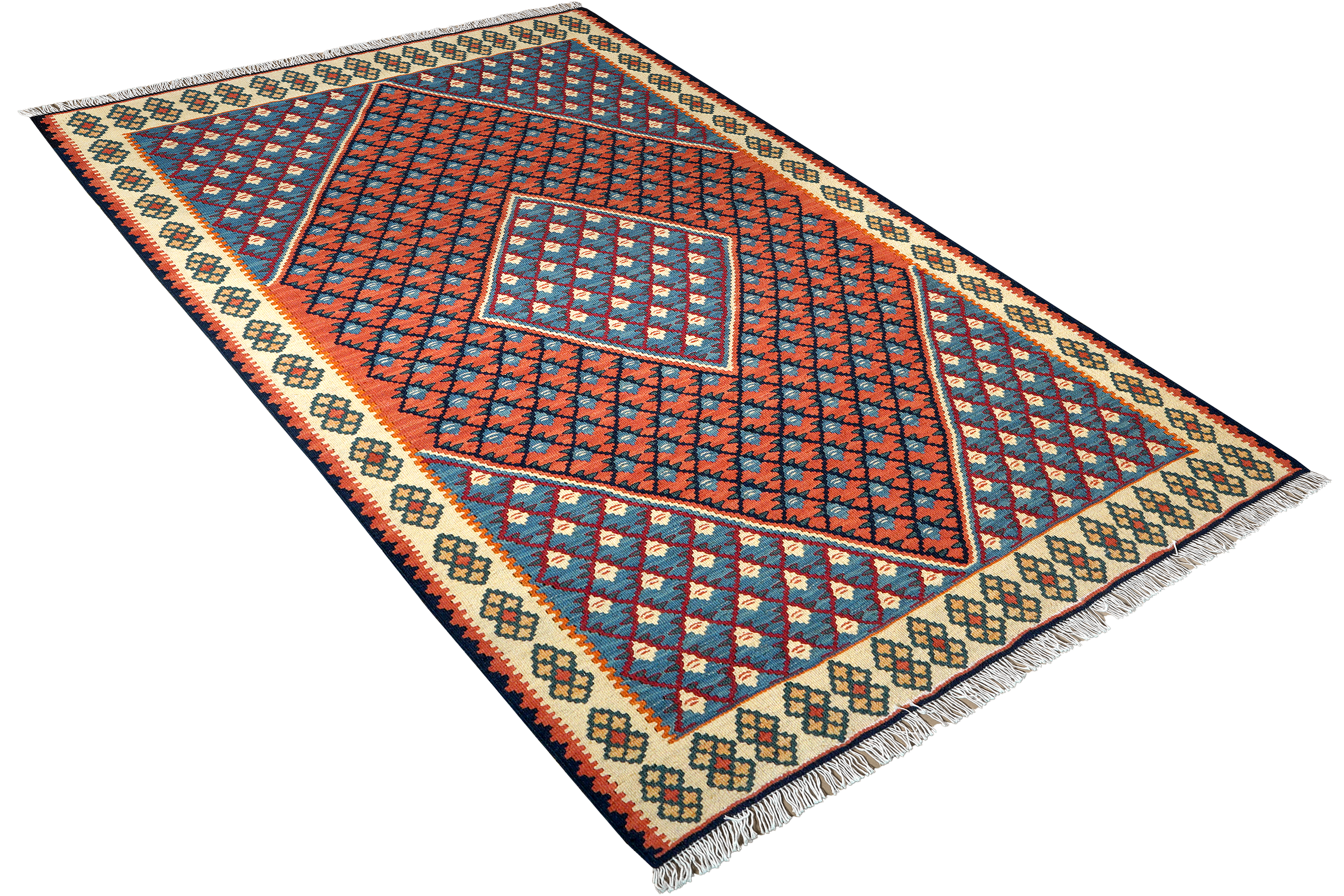 Tappeto Kilim Senneh Lana Rosso