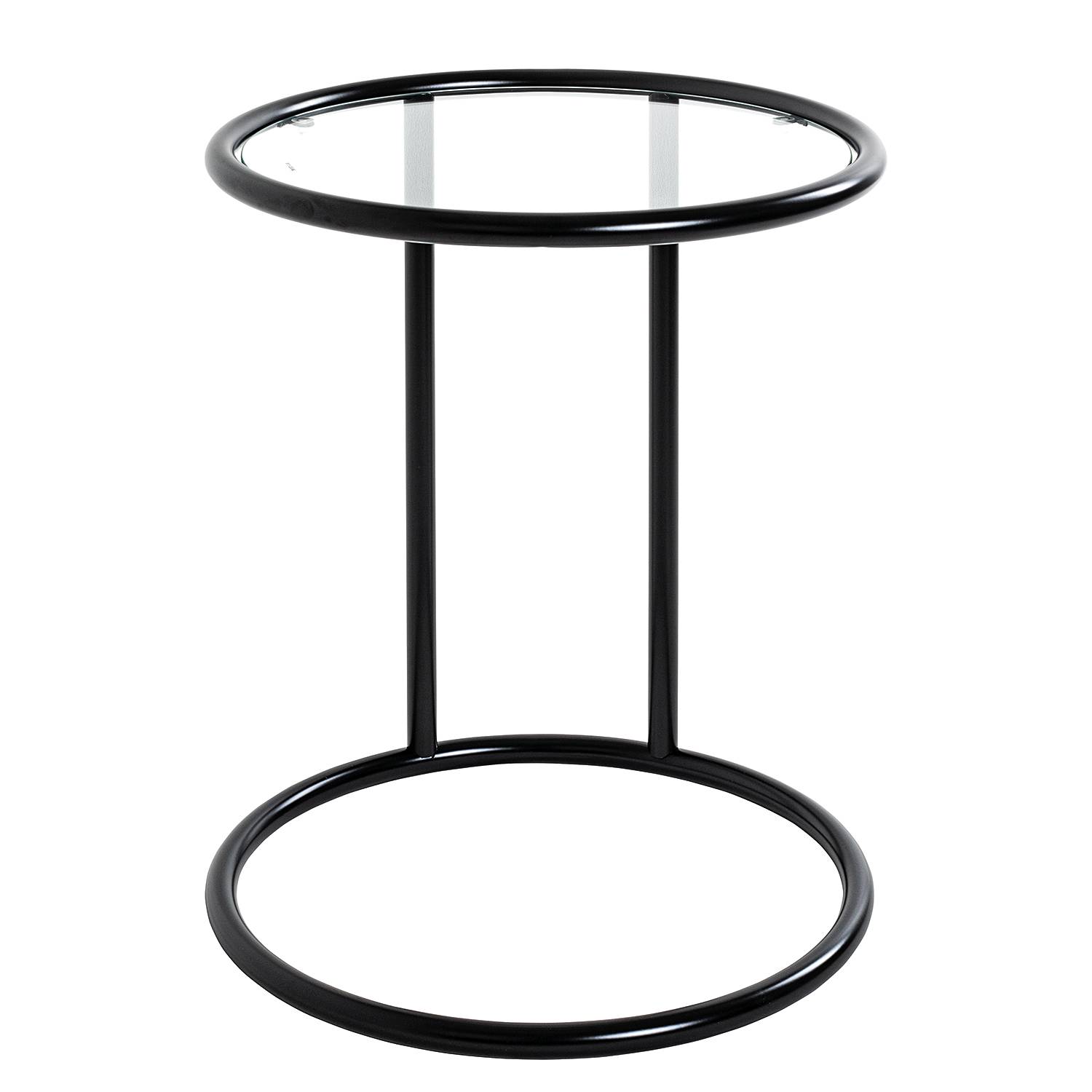 Stain Side table Safety glass Steel Black