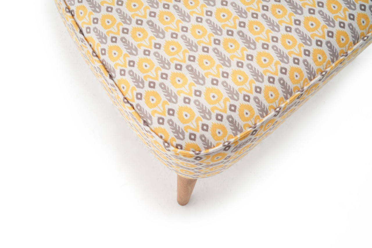 Ohrensessel Textil Holzfurnier Gelb Gemustert