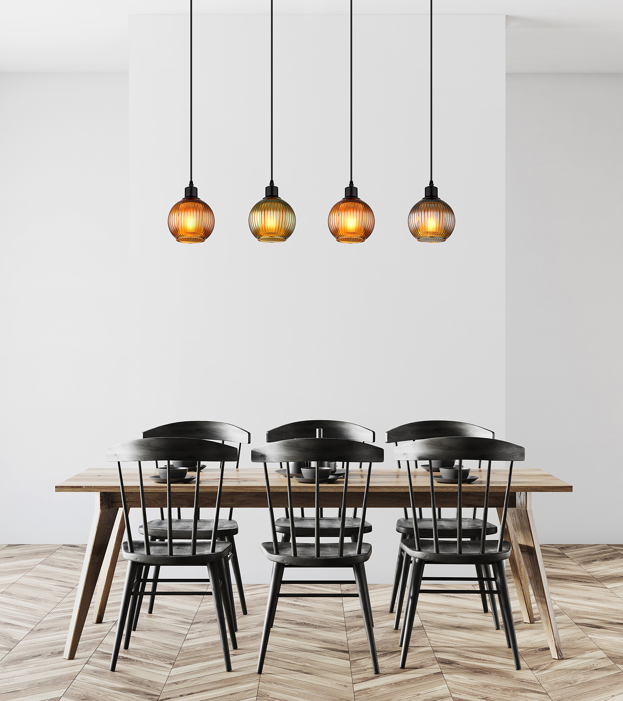 Pendant light Zumba Type B 4-light colored glass iron