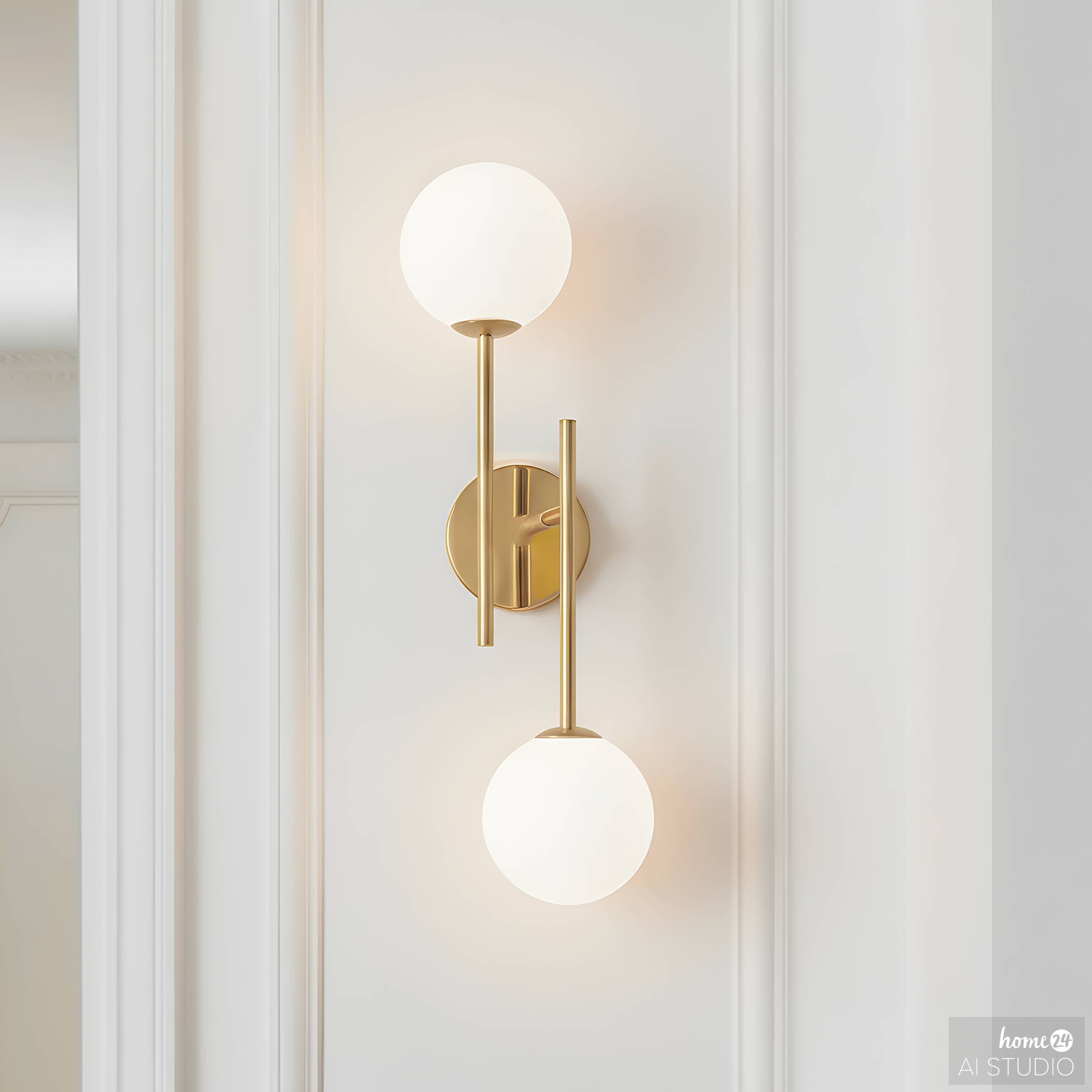 2-Burner Rigi Battery-Powered Wall Light White Gold