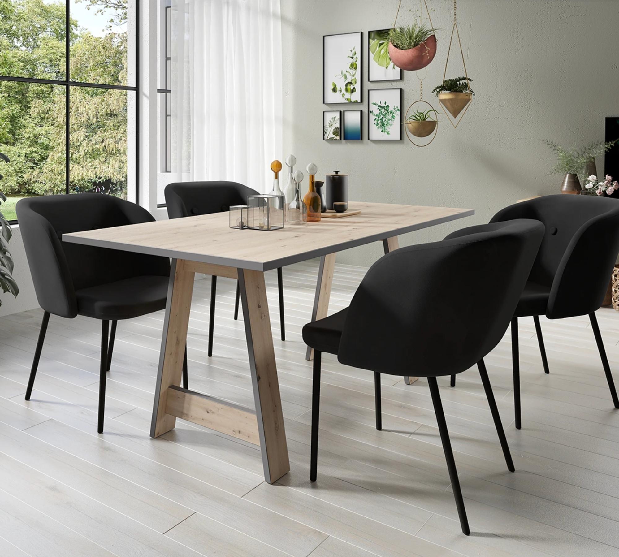2x Esszimmertisch Samt Schwarz