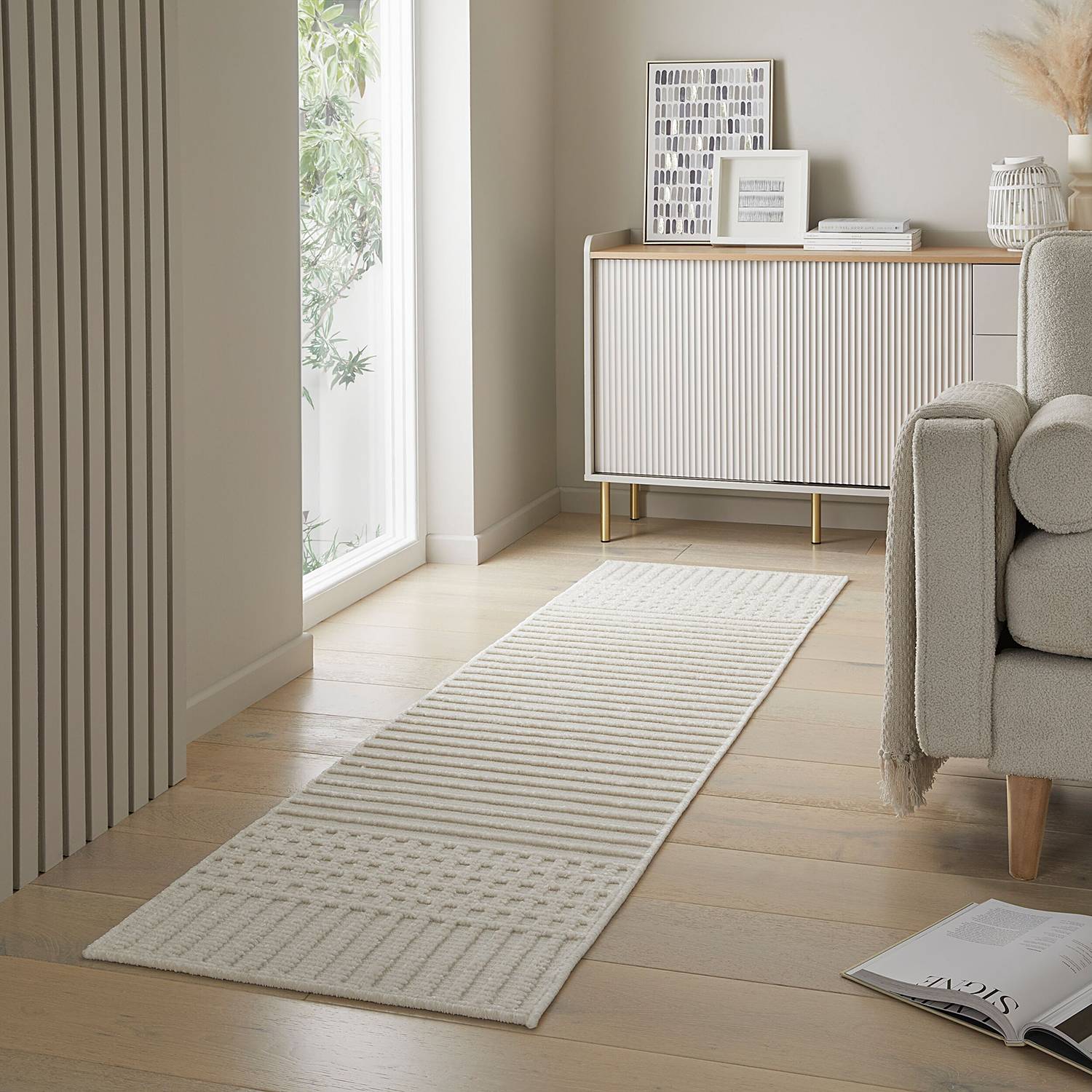 Elton Stripe Läufer Ivory 60 x 240 cm