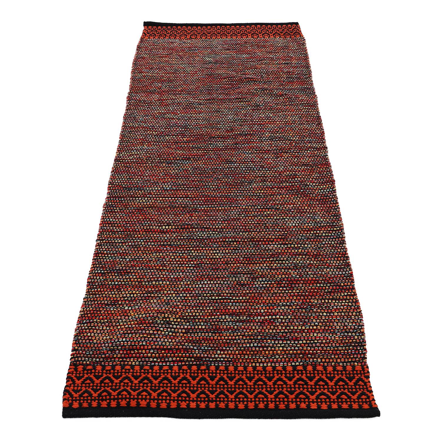 Kelim Mia Läufer Baumwolle Wendbar Orange 60 x 180 cm