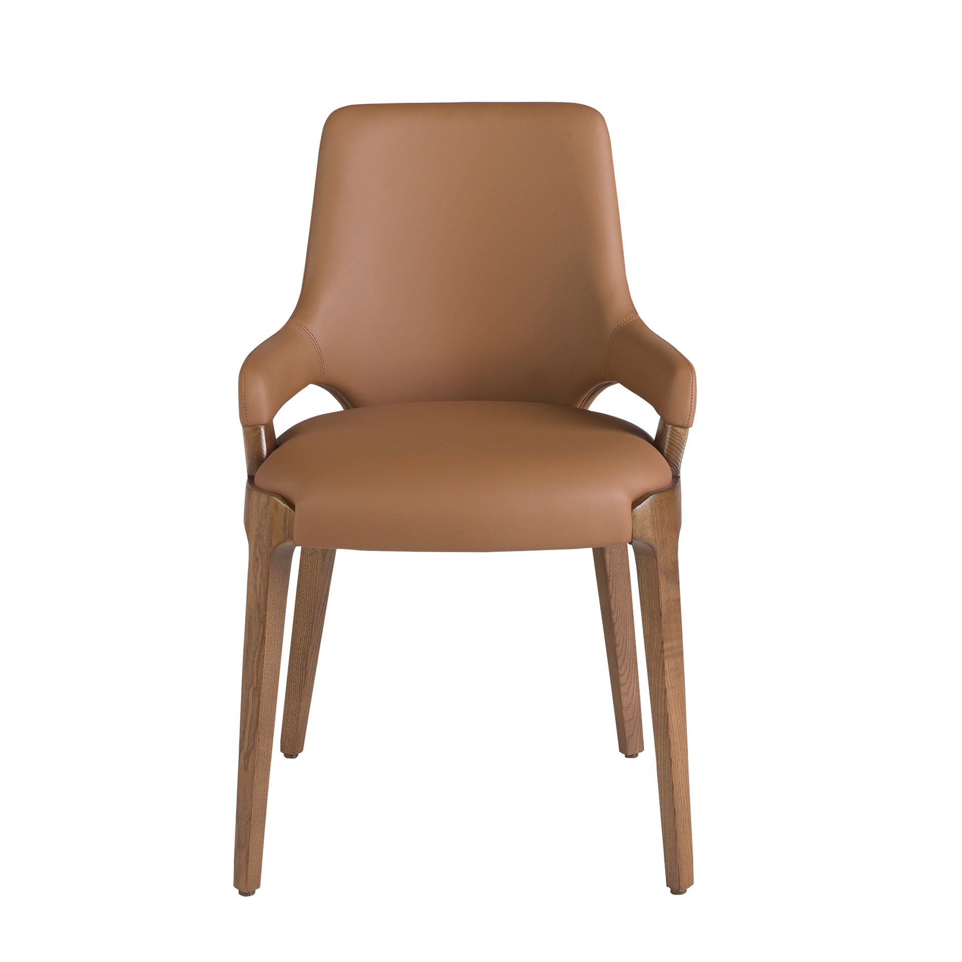 Dining chair faux leather brown