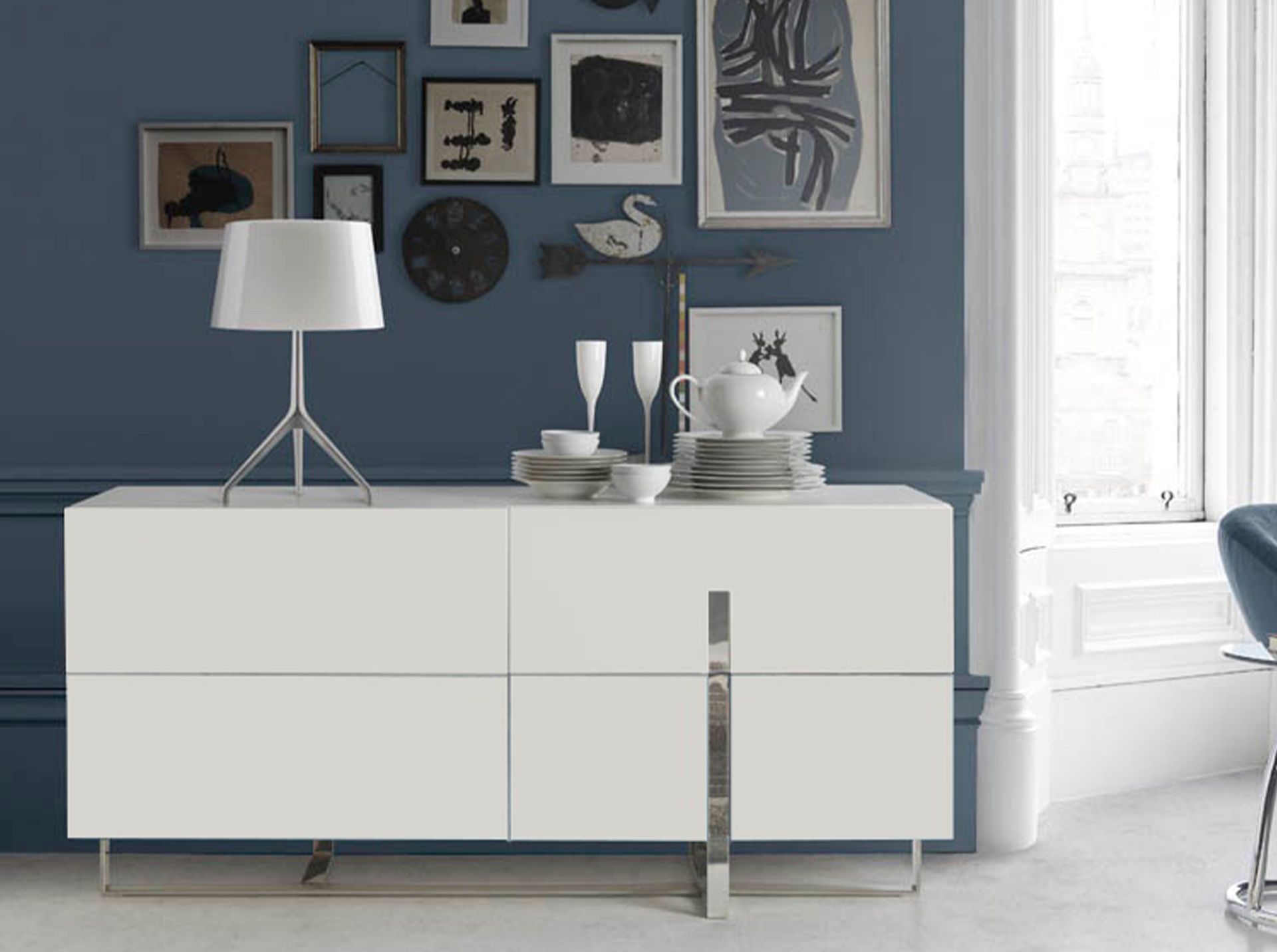 Sideboard Verchromter Stahl Weiß