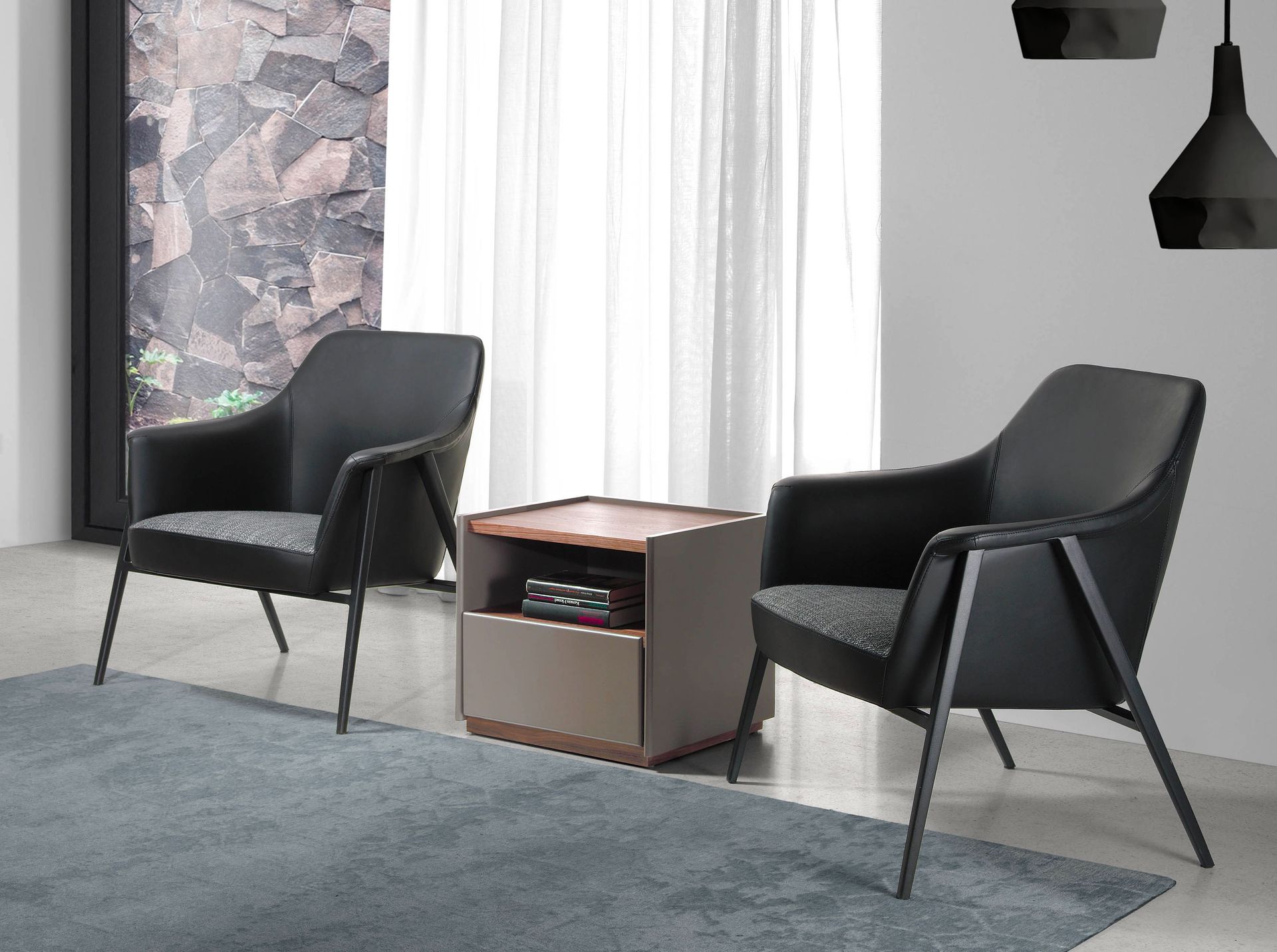 Beistelltisch Walnussfurnier Grau