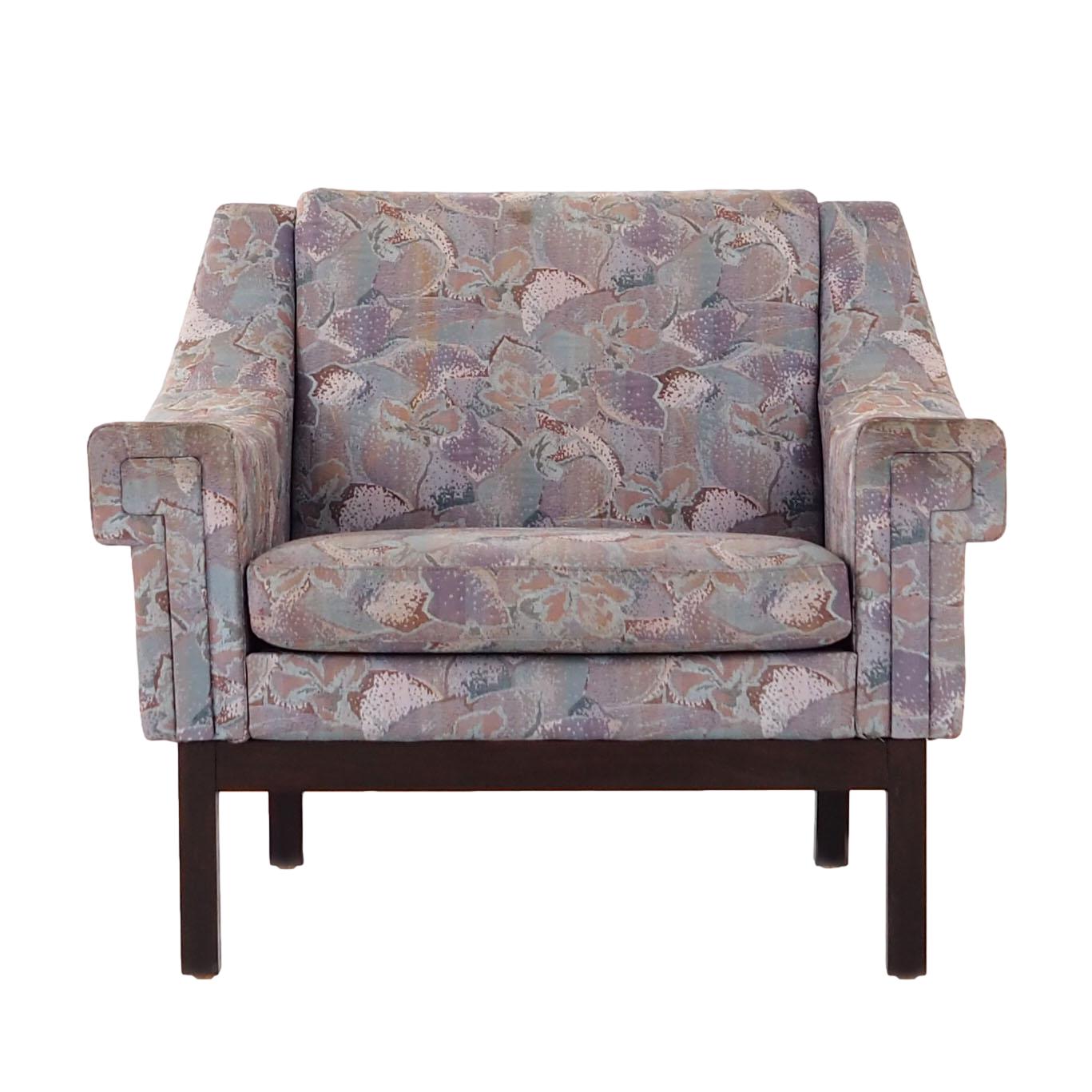 Vintage armchair beech wood textile violet 1960s