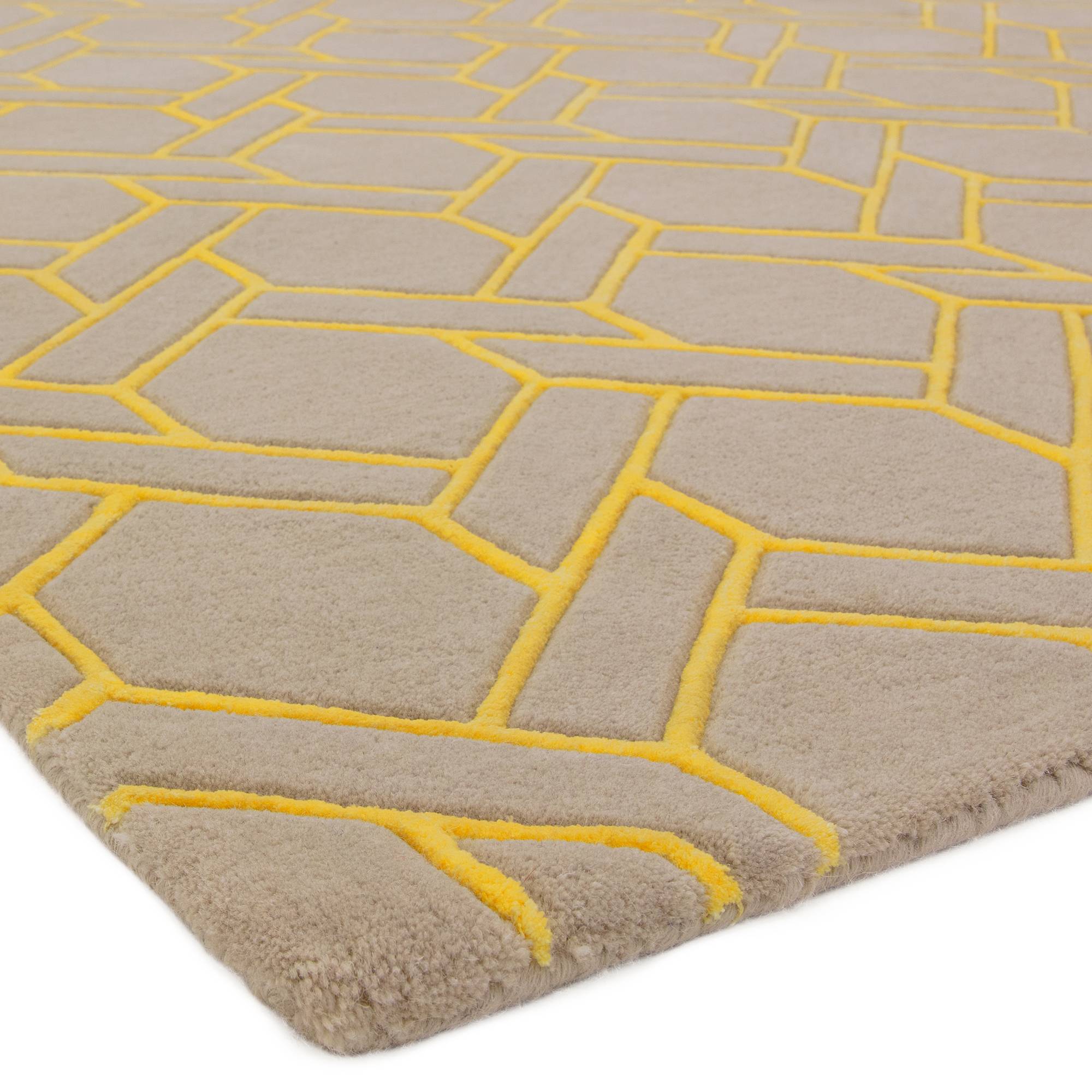 Nexus Fine Lines Rug Silver Yellow Wool 230x160cm
