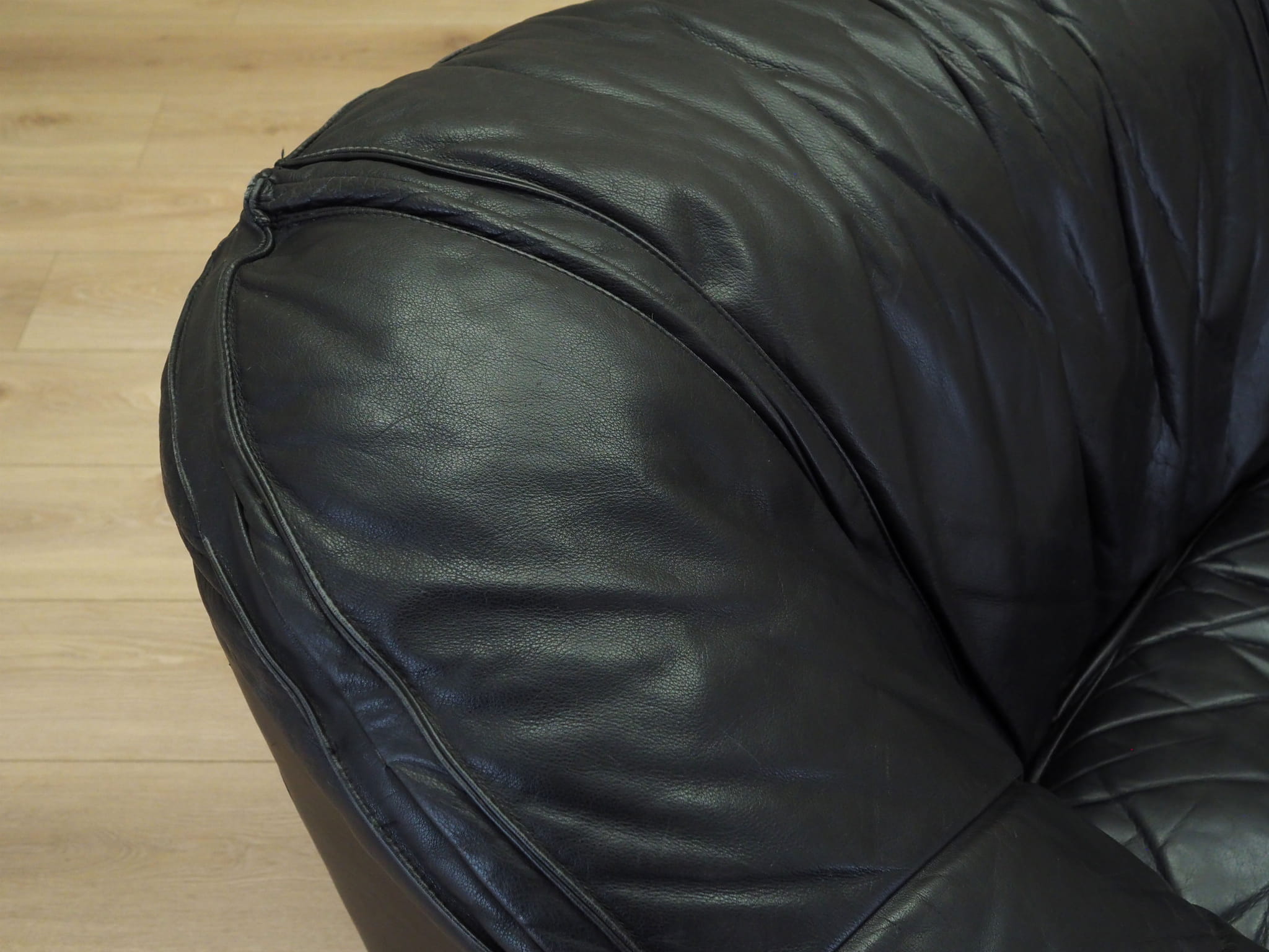 3-Sitzer Sofa Leder Schwarz 1960er Jahre