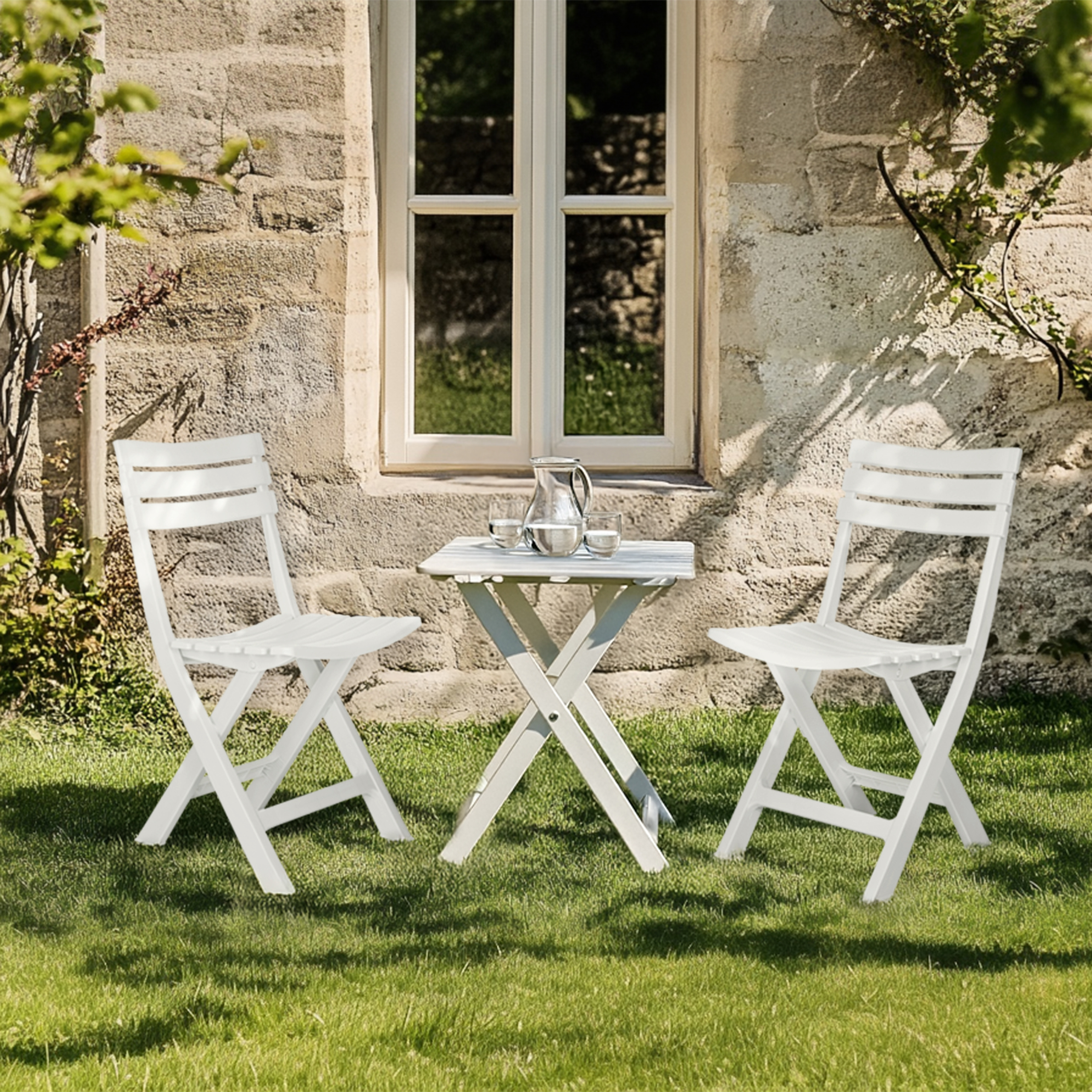 Garden chair / Folding chair TRAVANO plastic white hjh LIVING