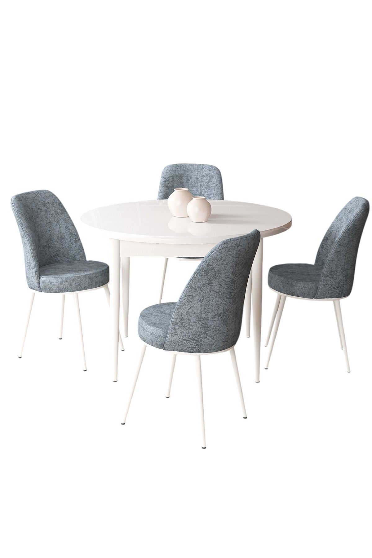 Table Dining room set White and Grey