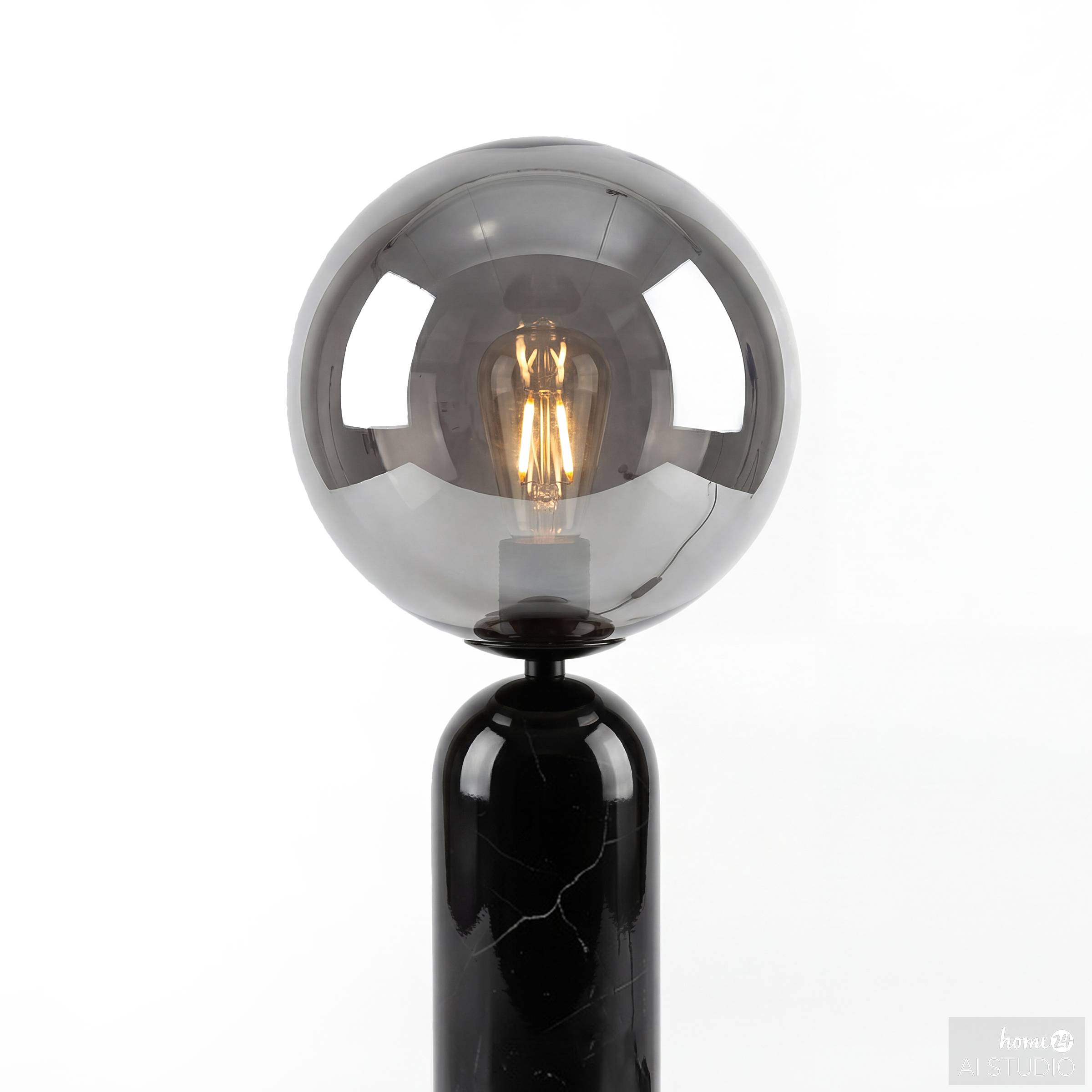 Tischleuchte Onara  1-Flammig Rauchglas Marmor Schwarz