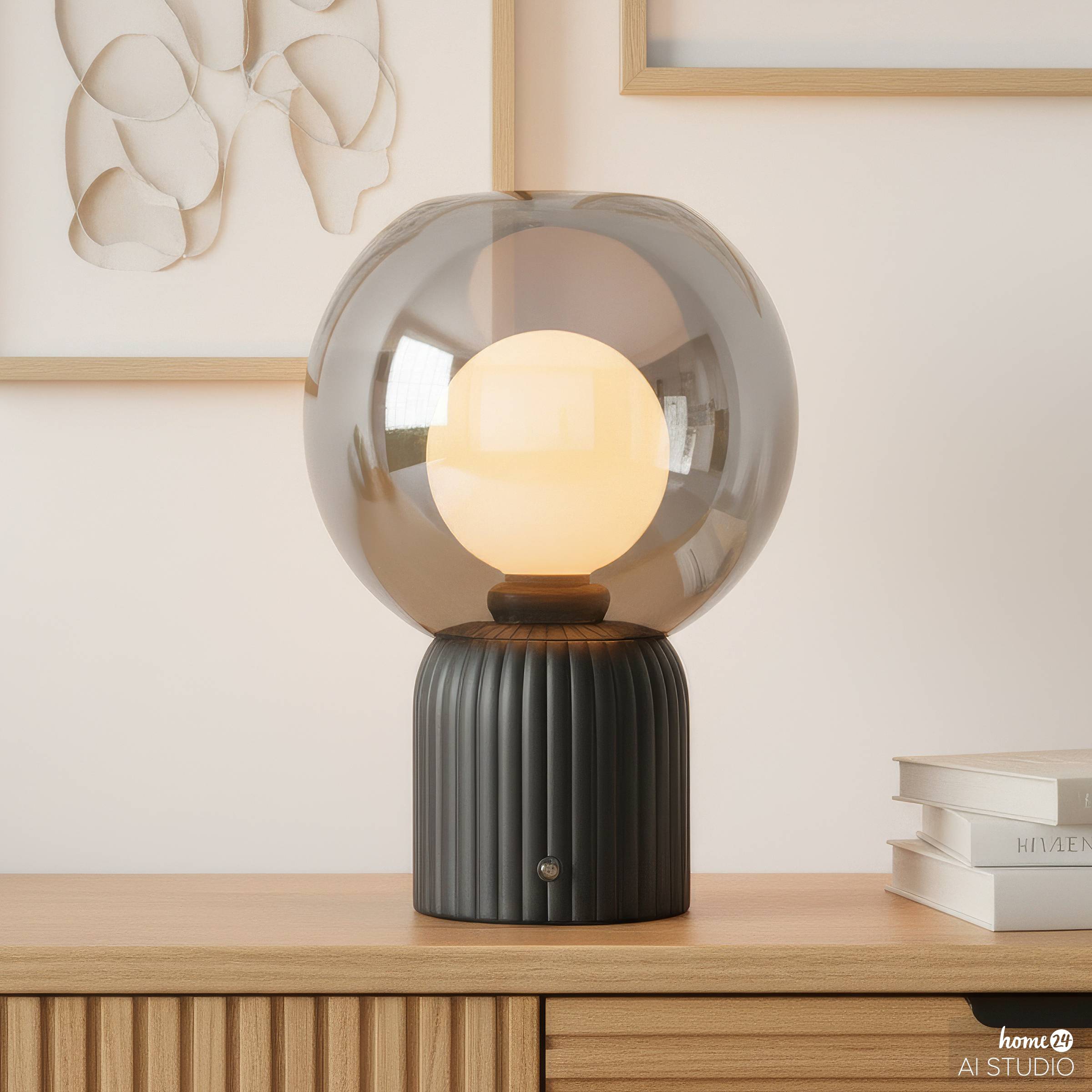 Visor Akku-Tischleuchte Glas Eisen Schwarz