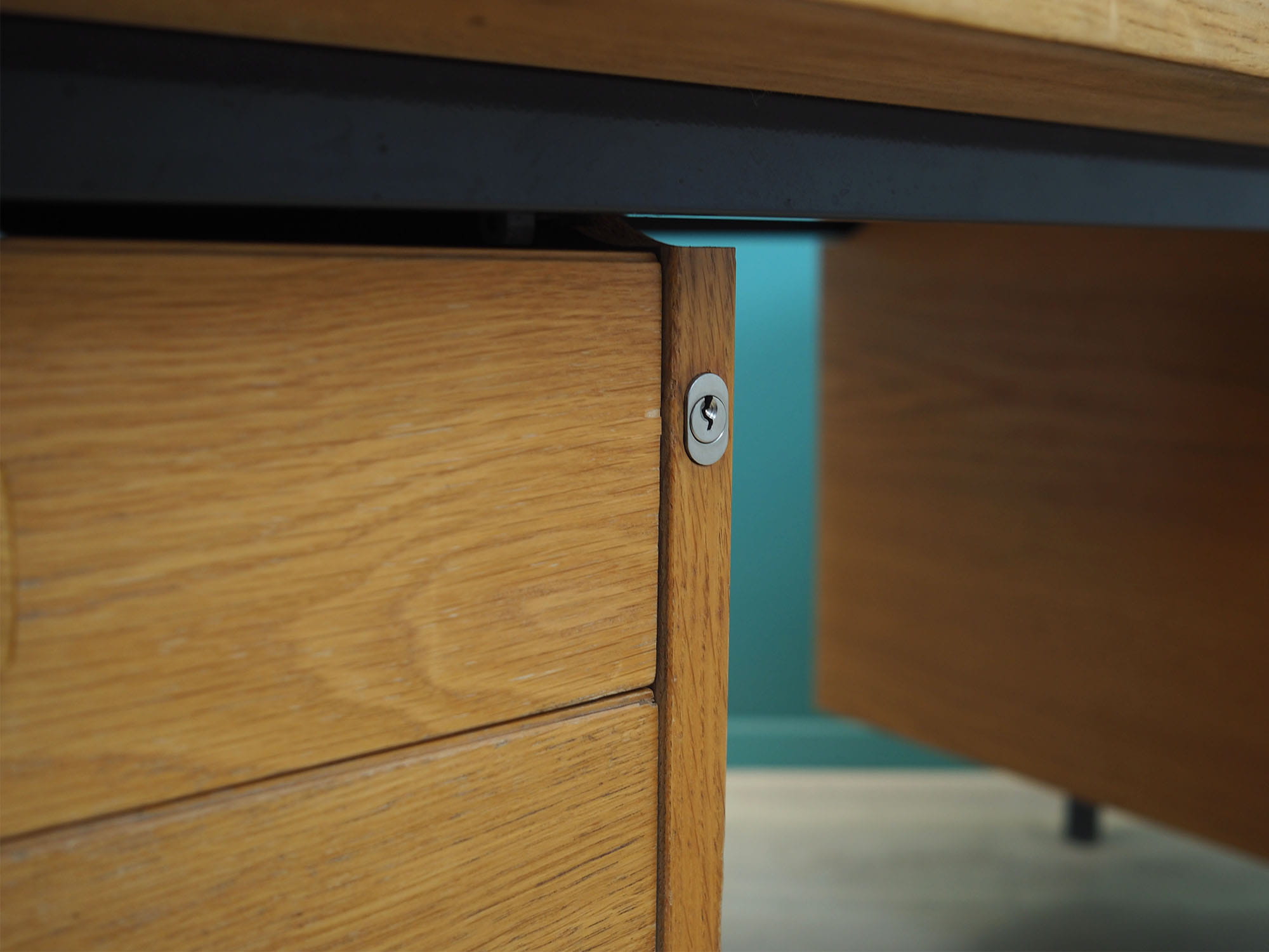 Vintage Desk Ash Wood Brown 1980s