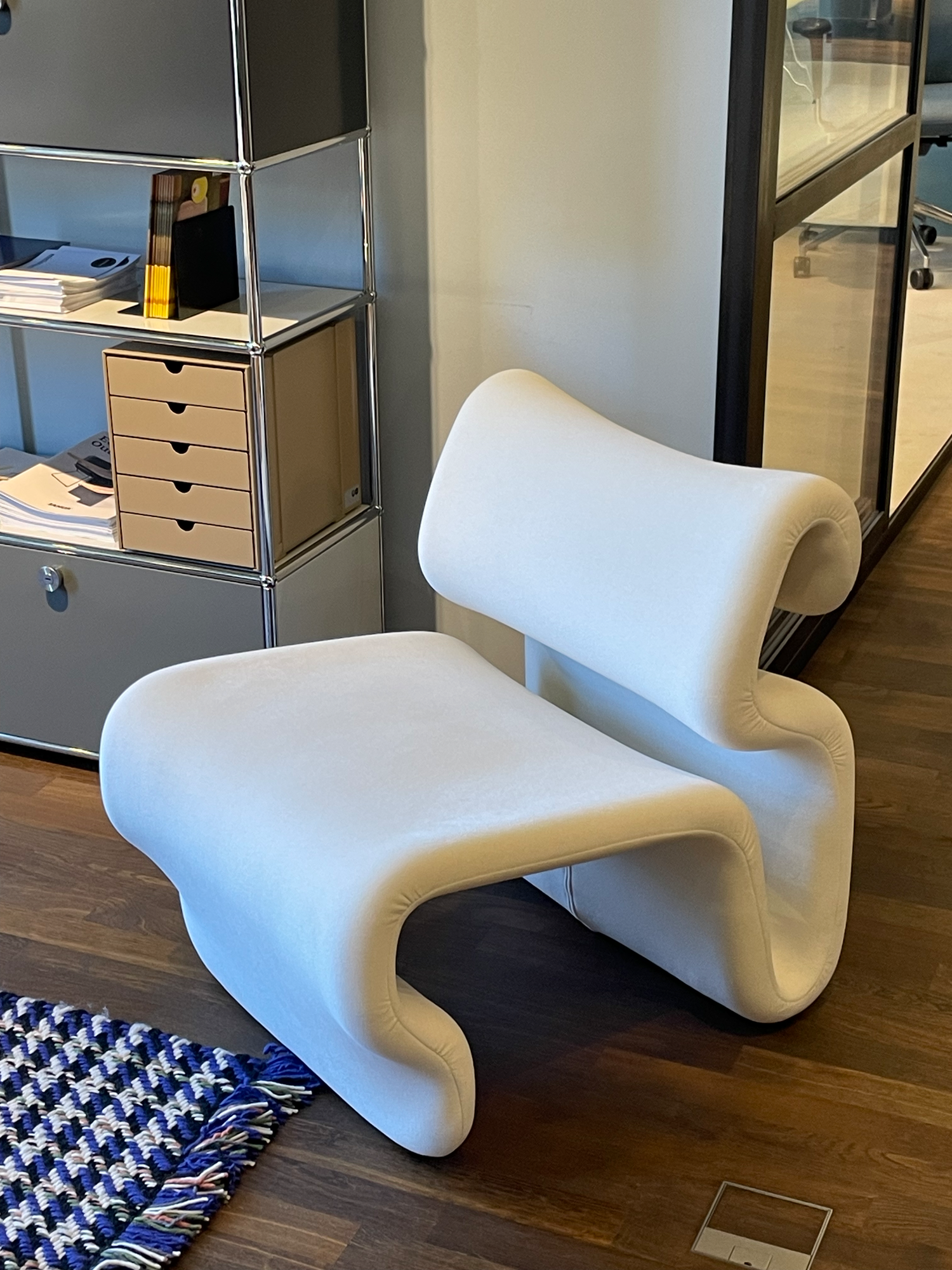 Easy Chair Sessel Stoff Metall Weiß 
