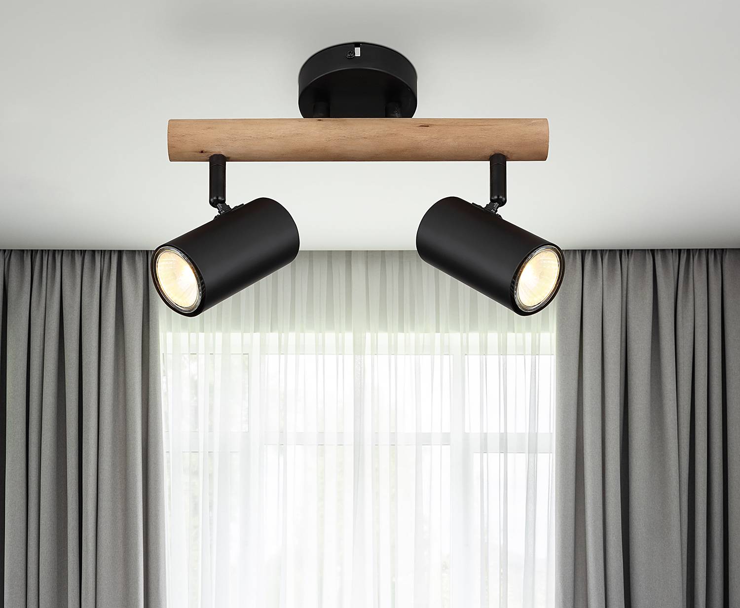 3-flame ceiling spotlight Herti Iron Eucalyptus