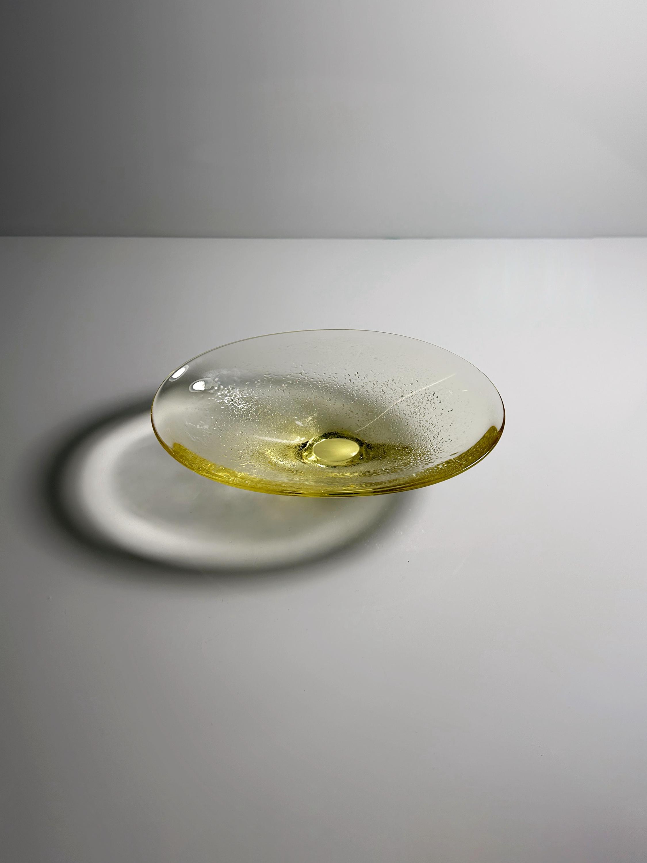 Vintage Schale Glas Gelb 1960er Jahre