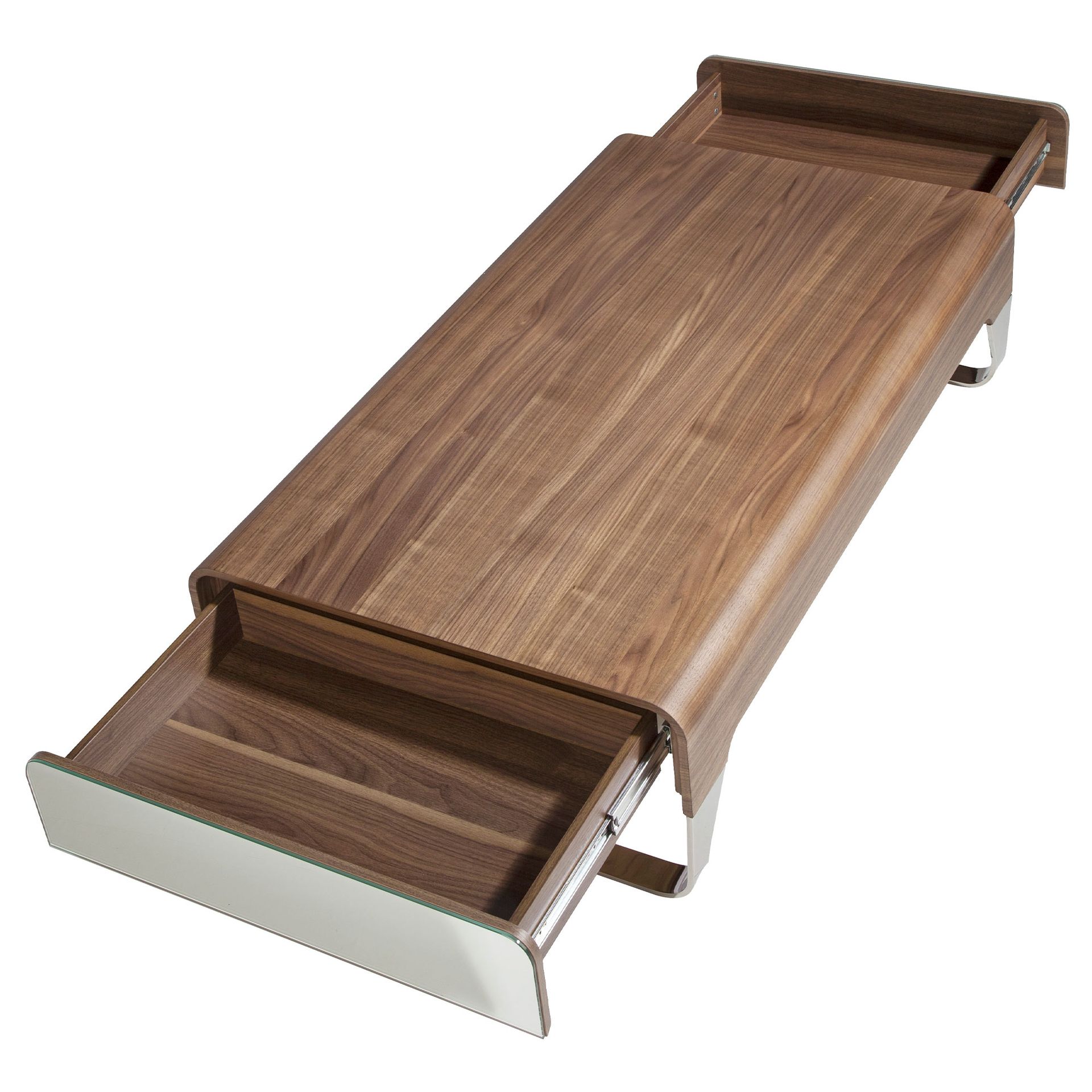 Rechteckiger Couchtisch Holzfurnier Verchromter Stahl