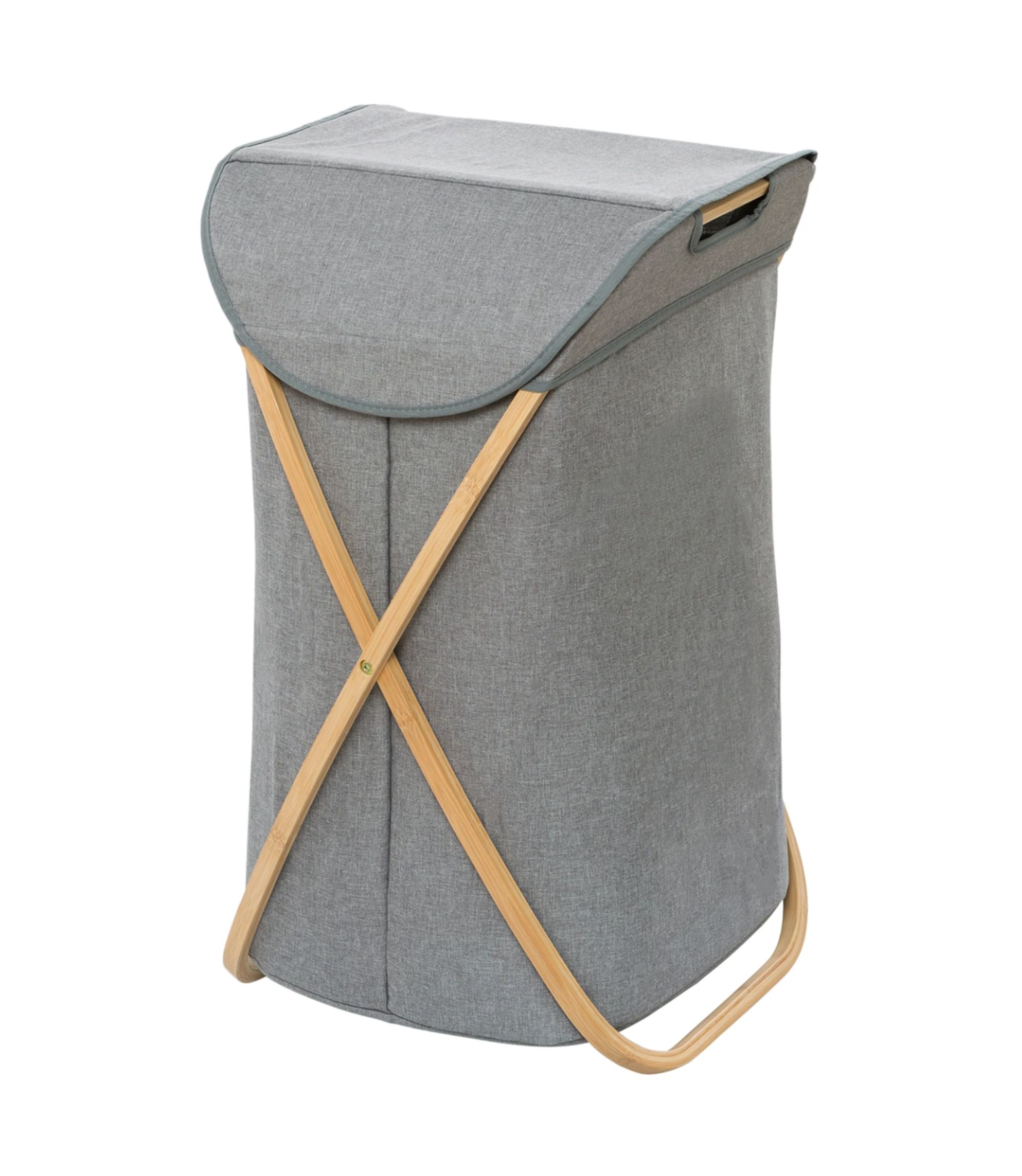 Wäschekorb Bambus Textil Grau