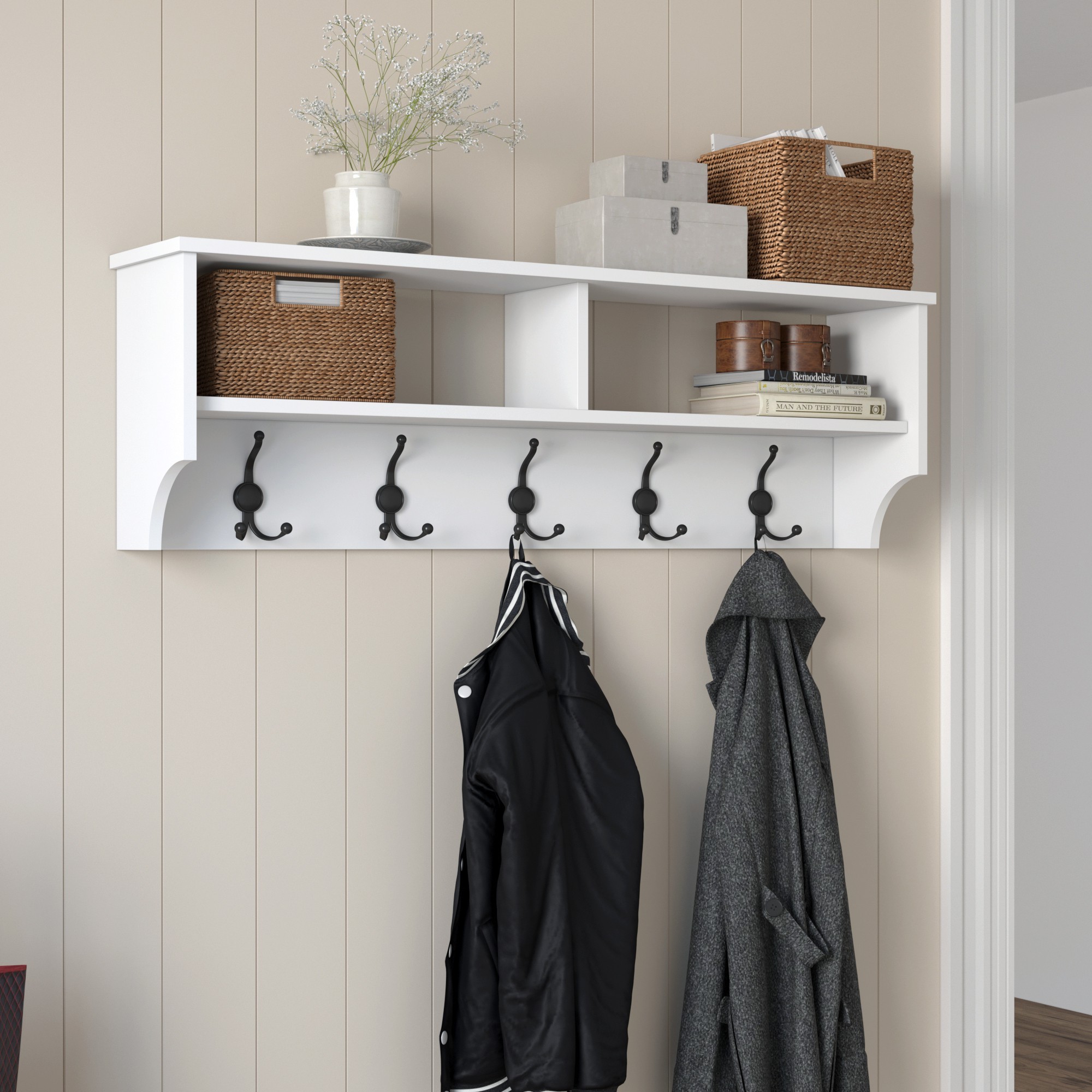 P2 Garderobe Holzfurnier Weiß