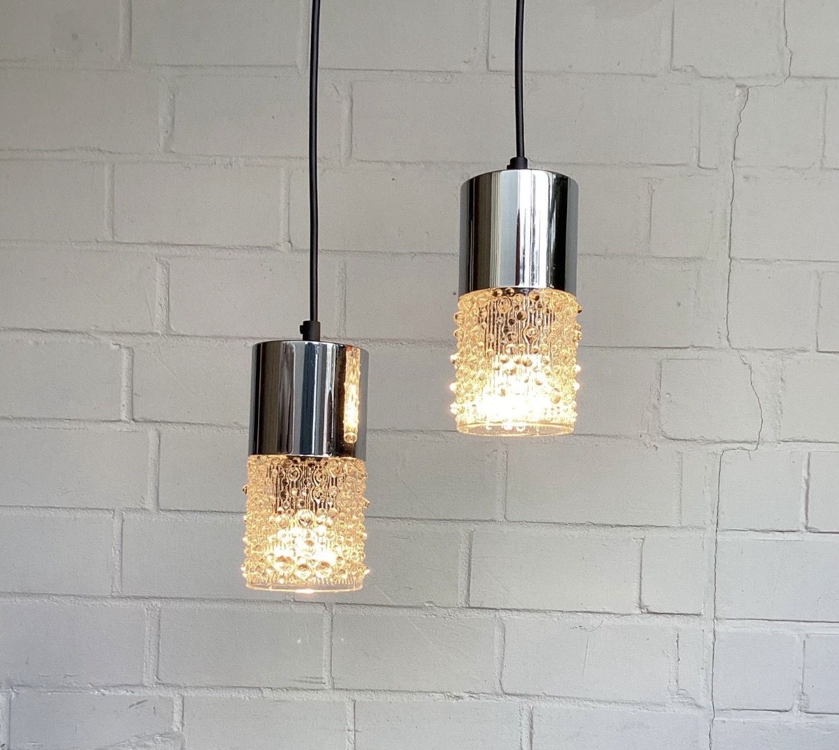 2-Flammige Pendelleuchte Silber Verchromt