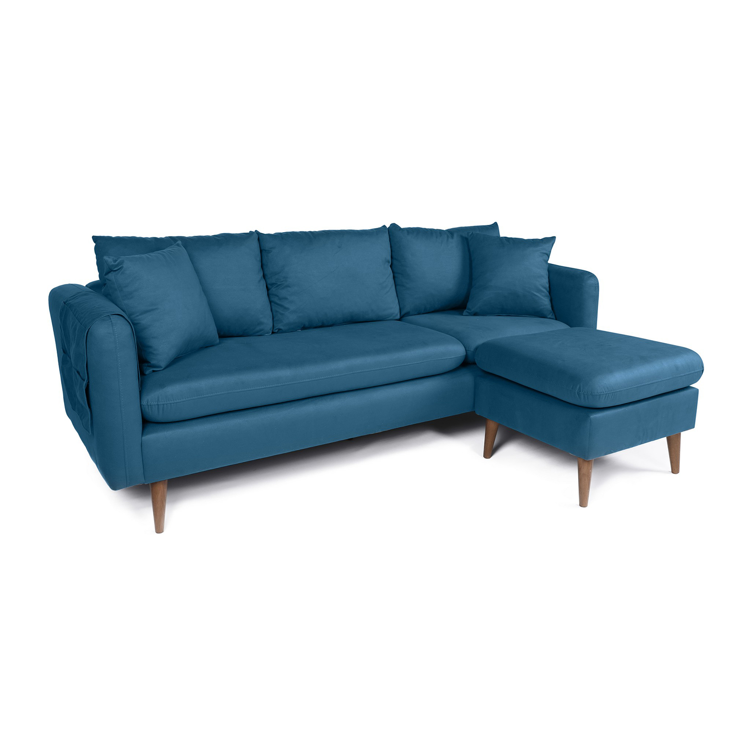 Sofia Corner Ecksofa Rechts Holz Dunkelblau