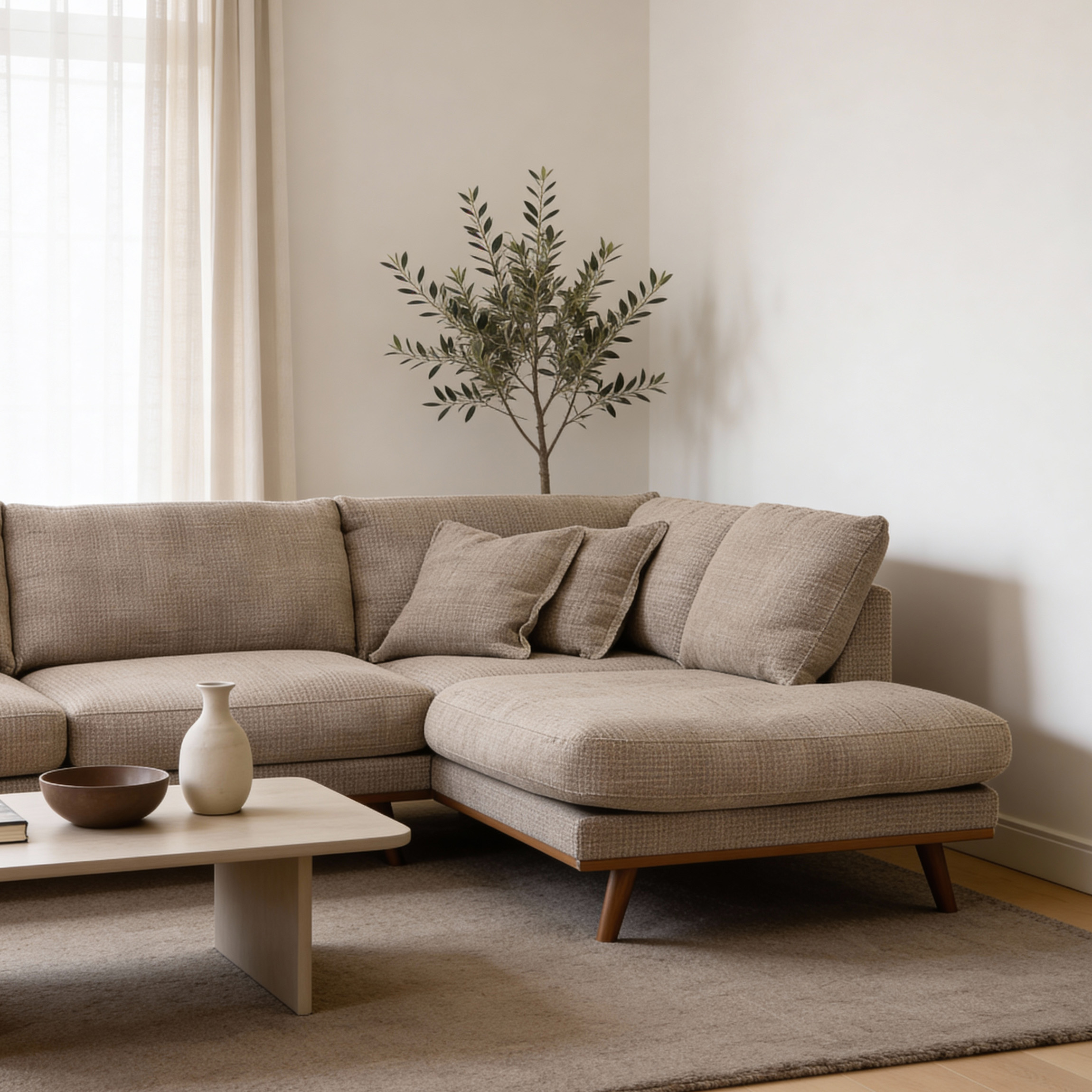  Ecksofa Harper 3-Sitzer Rechts Hellbraun