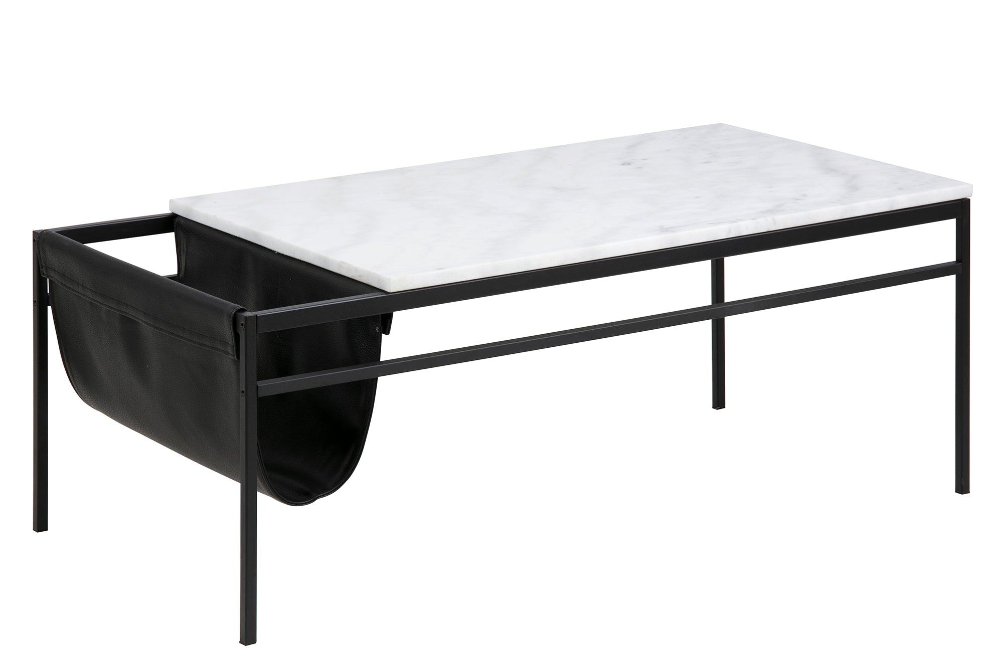 Foggia Salontafel Metall Stein Schwarz Weiß 