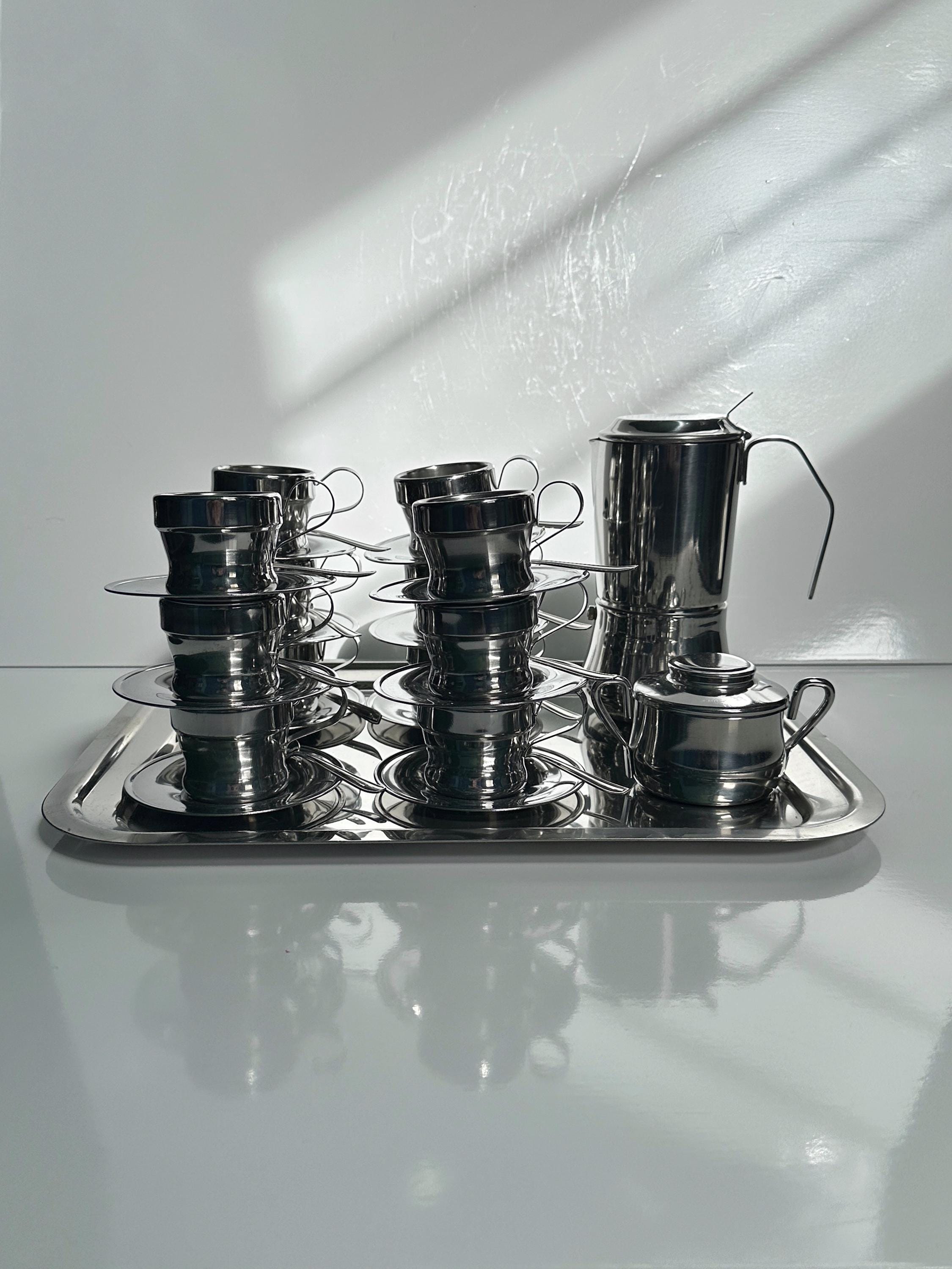 Inox Espresso-Set Tasse für 12 Personen Silber